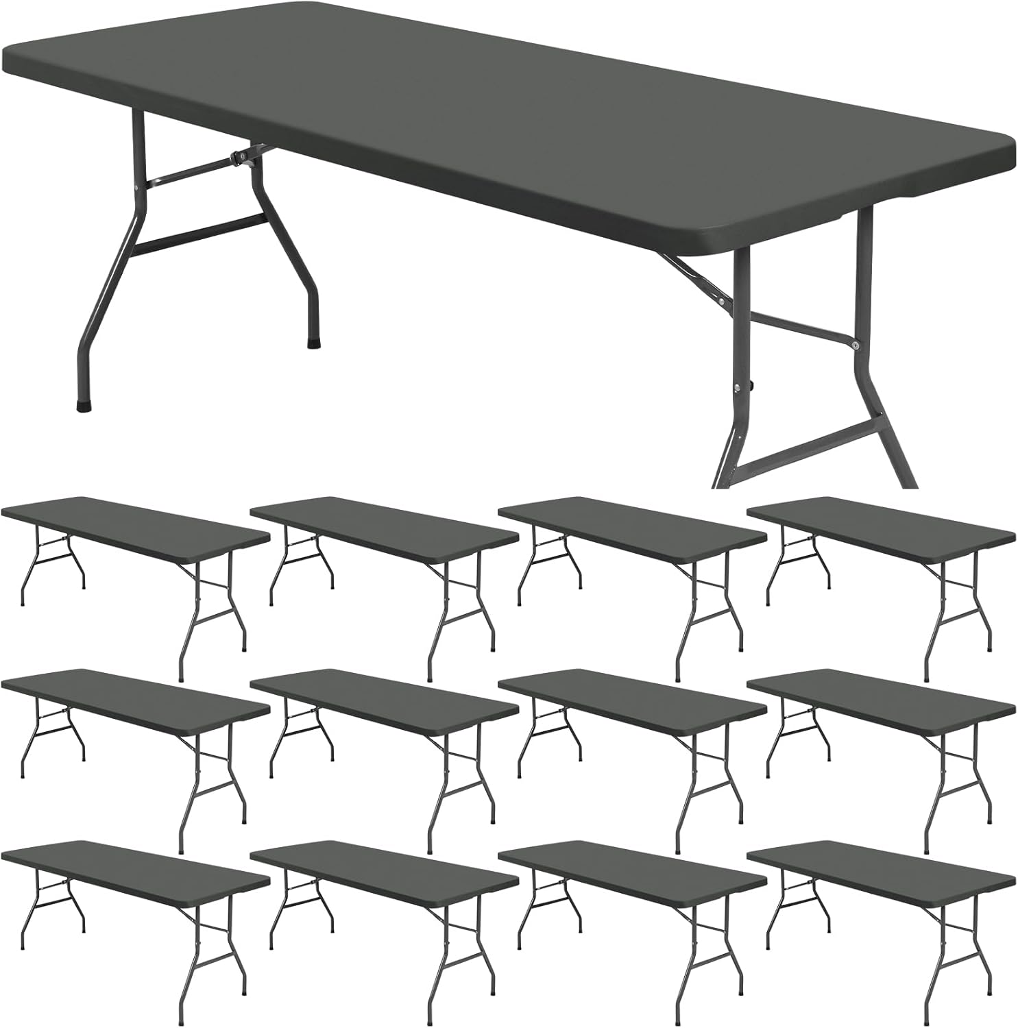 12 Pcs Spandex Table Cloth for 8 Foot Tables Grey 30x96