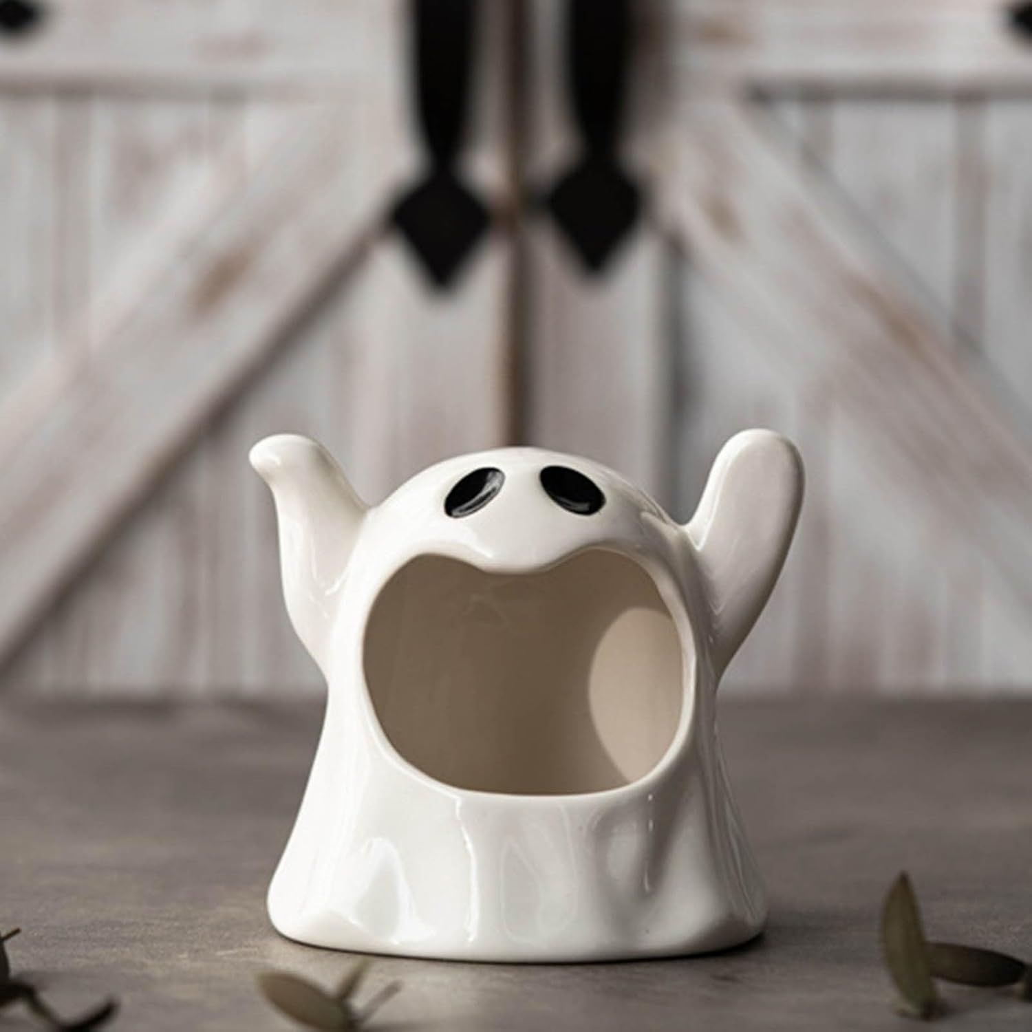 Ceramic Halloween Candy Bowl Ghost Candle Holder - 2pcs