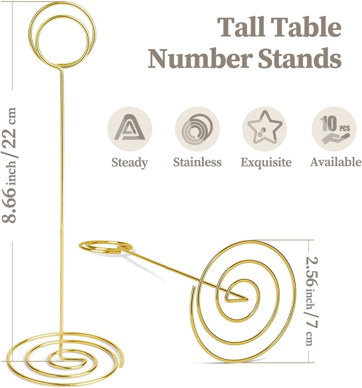 RONTEDA Table Number Holders 10Pcs 875 Inch Gold