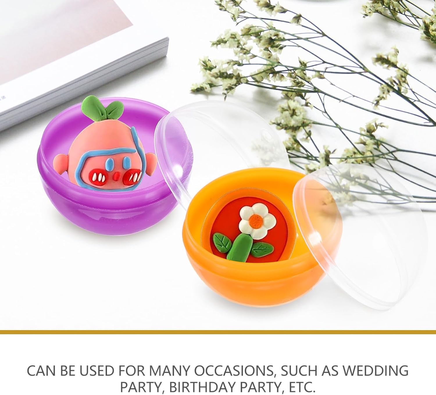 50pcs Empty Gumball Machine Capsules Plastic Ball Candy Container Mini Party Favor Egg for DIY Craft