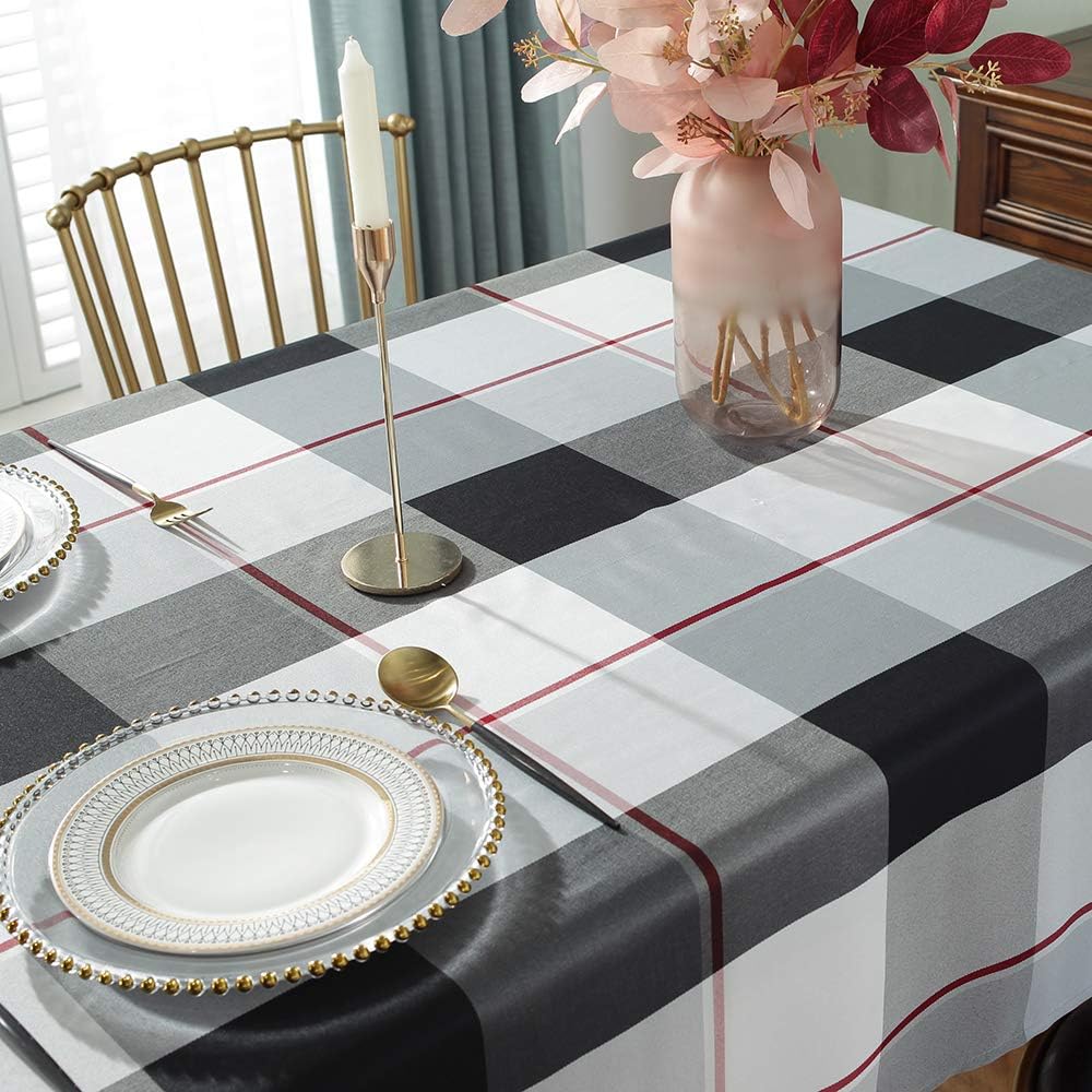 Sastybales Rectangle Tablecloth 60x84 Inch Checkered Spillproof Anti Shrink
