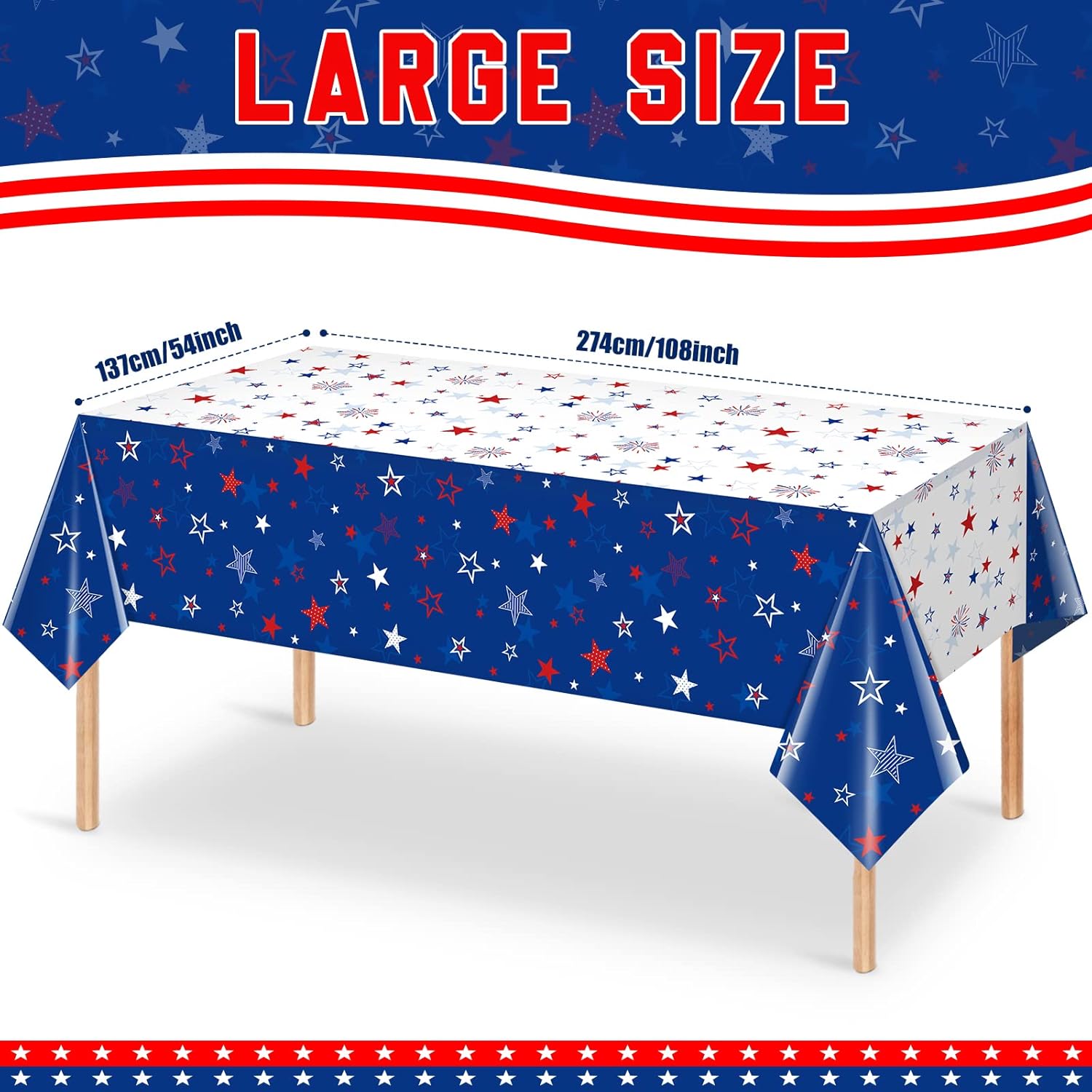 3 Pack Patriotic Tablecloths for 4th of July Party Decor