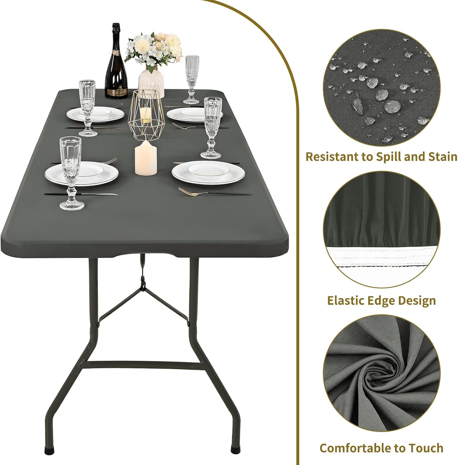 10 Pack Stretch Table Covers for 8 Tables Washable and Durable
