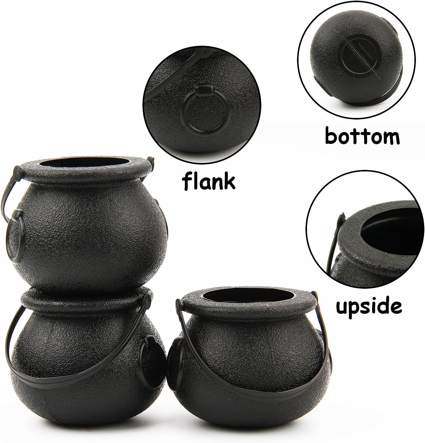 LOMIMOS 12pcs Halloween Mini Black Cauldron Candy Server