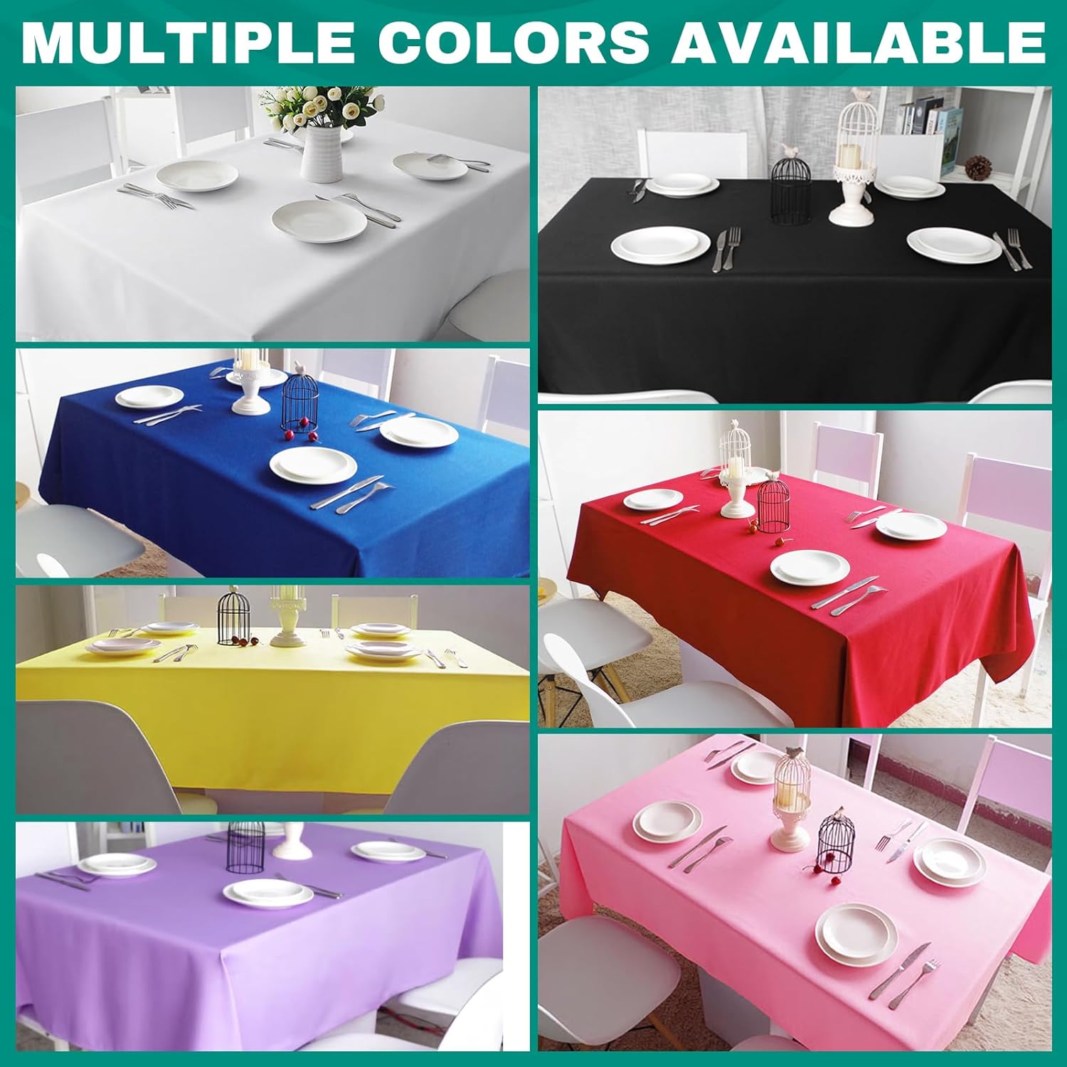 50 Pack Black Plastic Tablecloths for Rectangle Tables