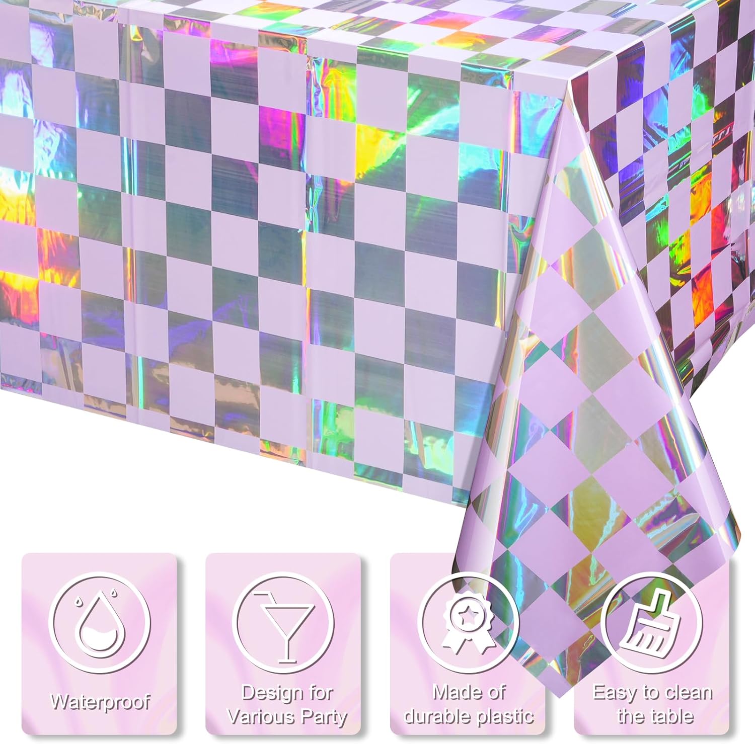 FunnyPars 3 Pack Iridescent Purple Tablecloths