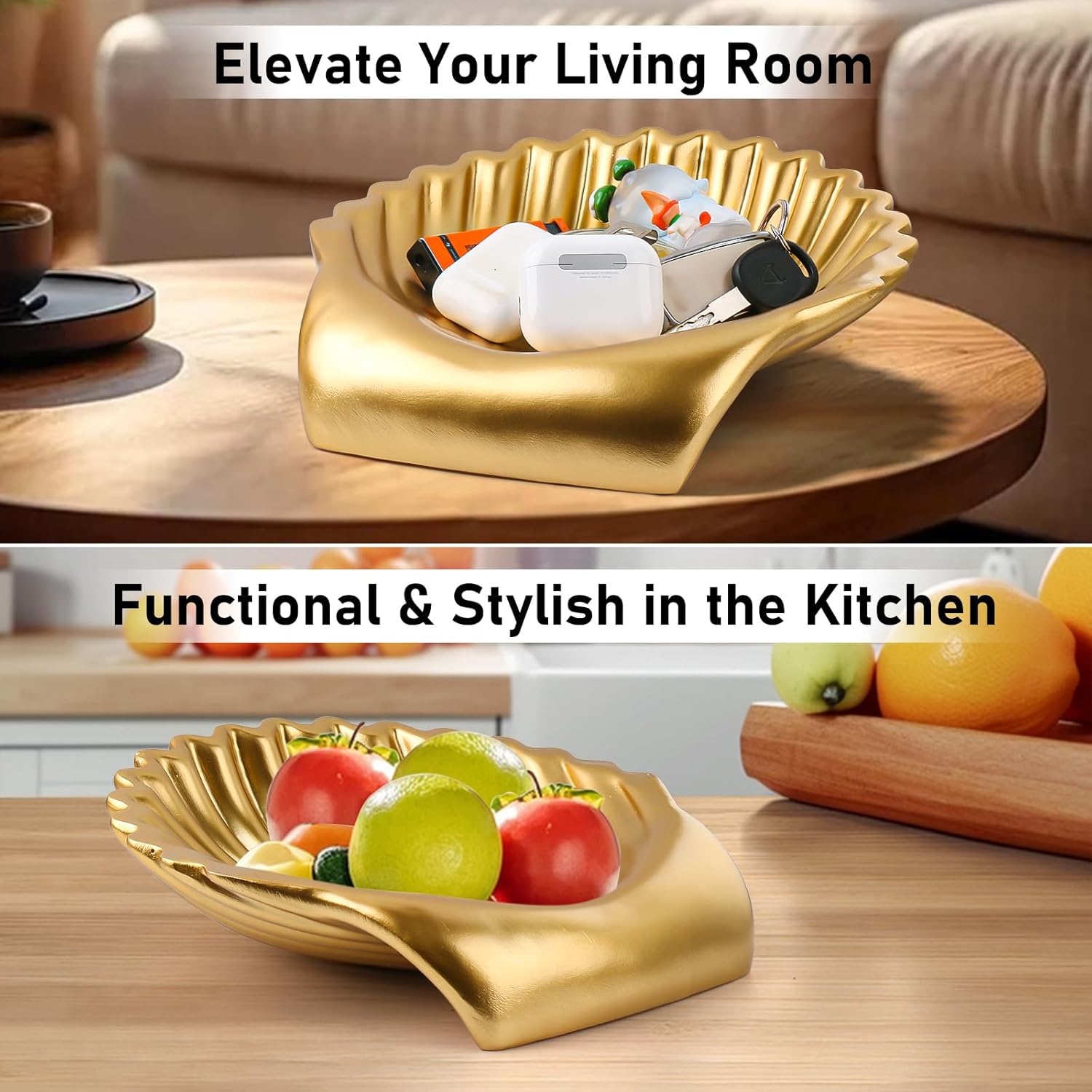 Large Decorative Bowl with Scallop Shape for Home Decor