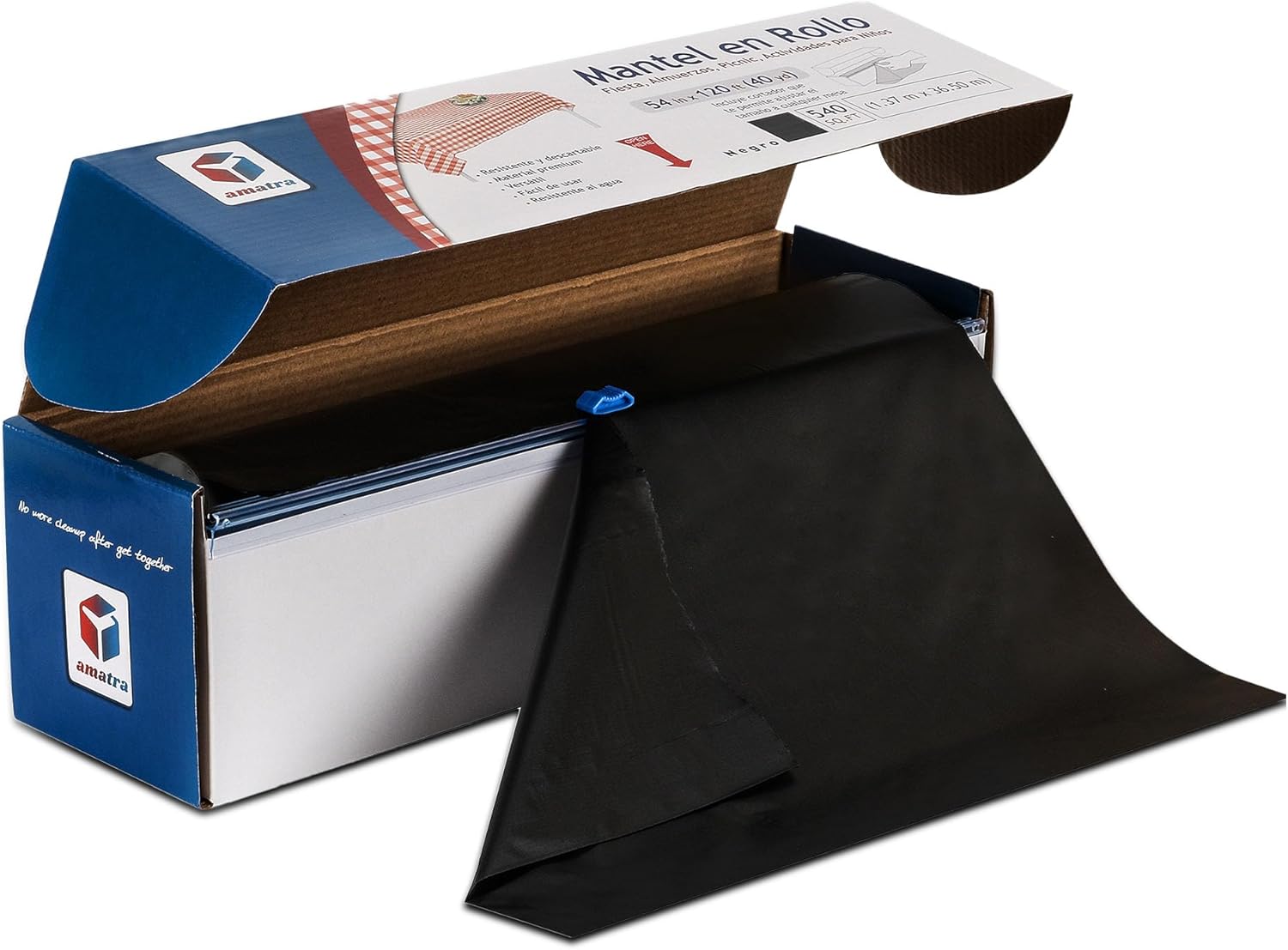 Amatra All-Purpose Plastic Table Cover Roll Black 54x120