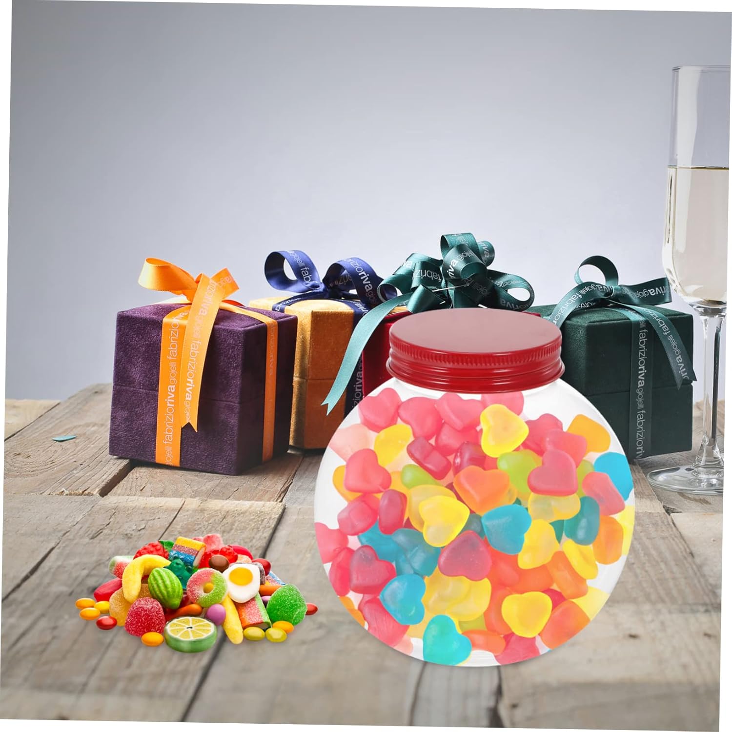 5pcs Shaped Candy Jar with Seal Lid for Christmas Party Treats