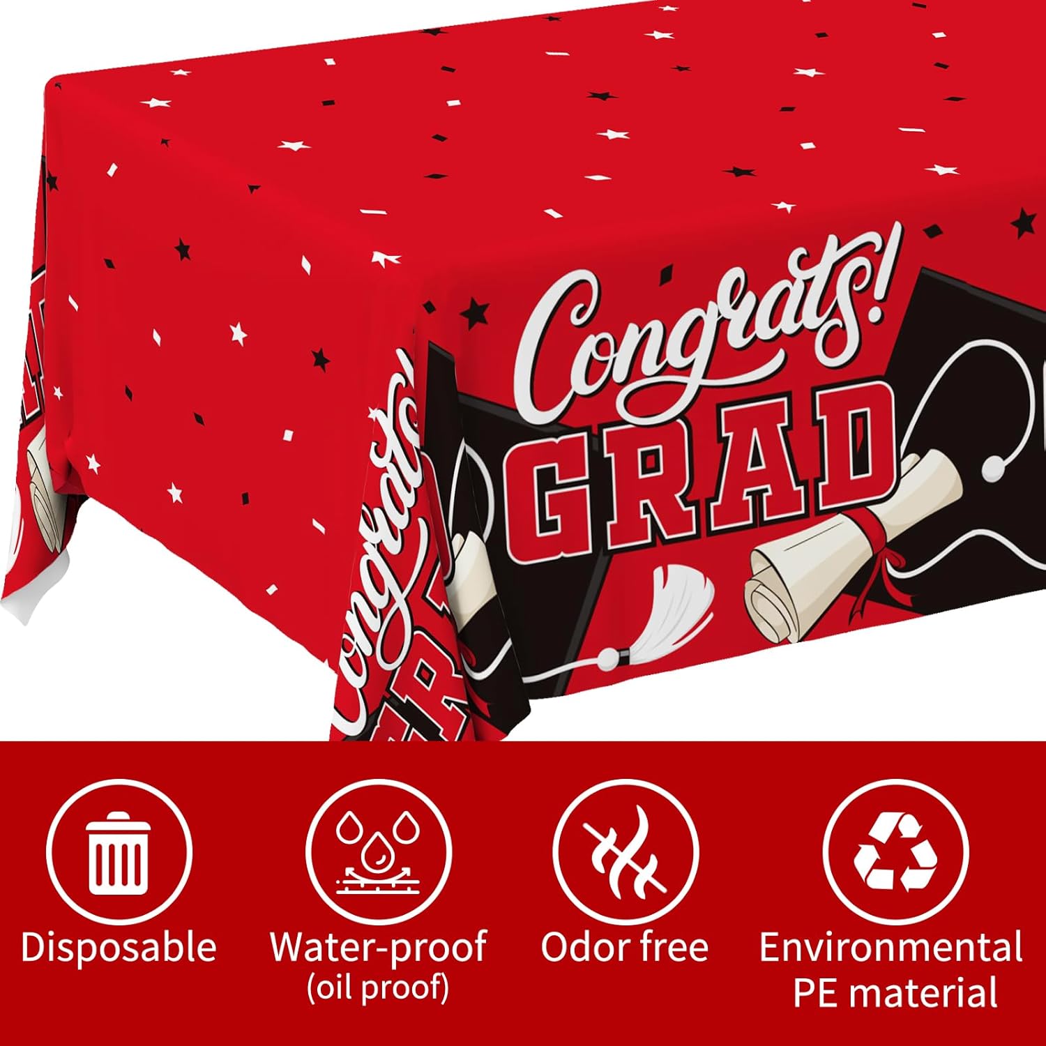 Gatherfun Graduation Decorations 2025 Kit 2 Pcs Red Tablecovers