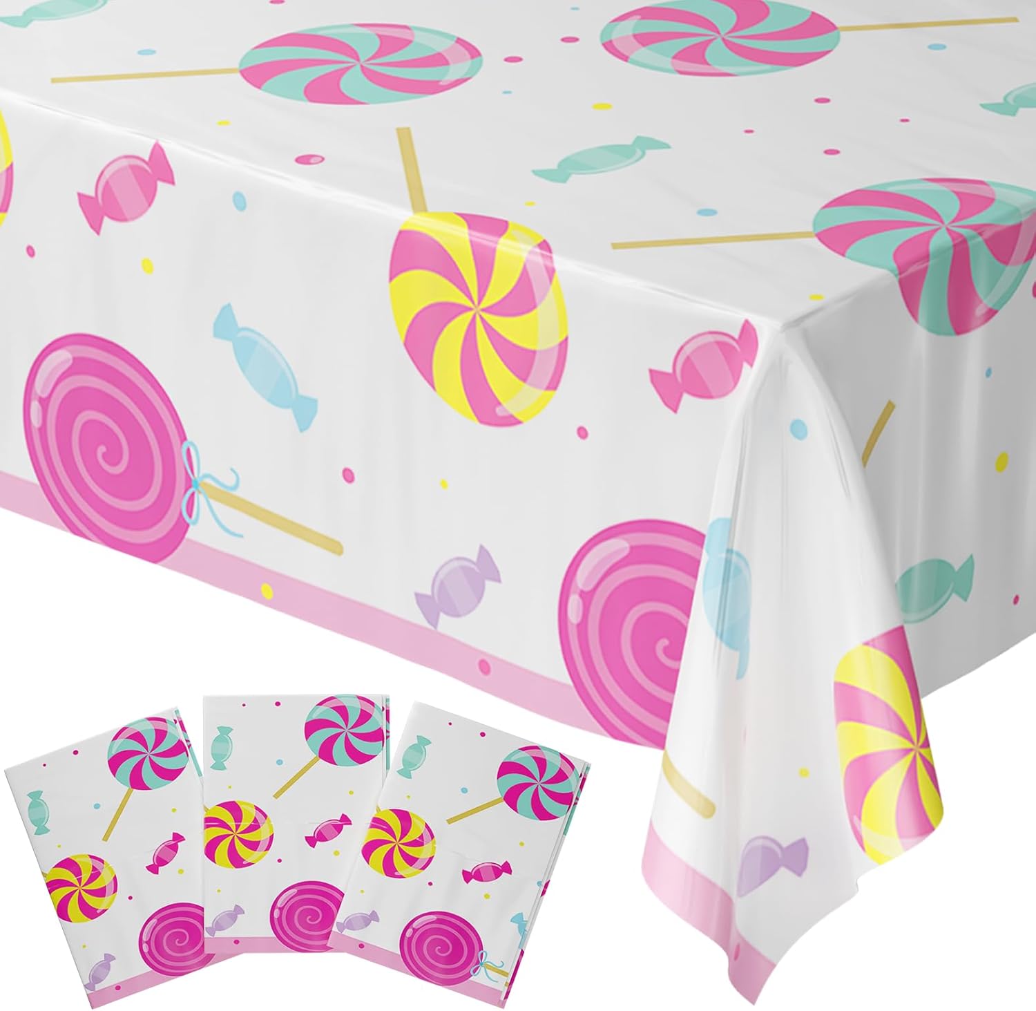 Blue Orchards Candy Theme Table Covers Pack of 3 54x108 XL