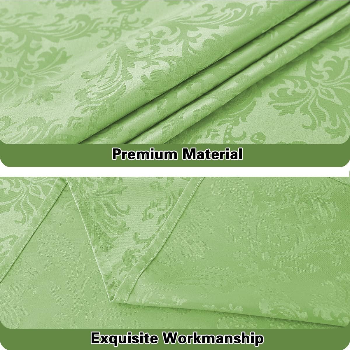 SASTYBALE Damask Tablecloth 52x70 Inch Light Green