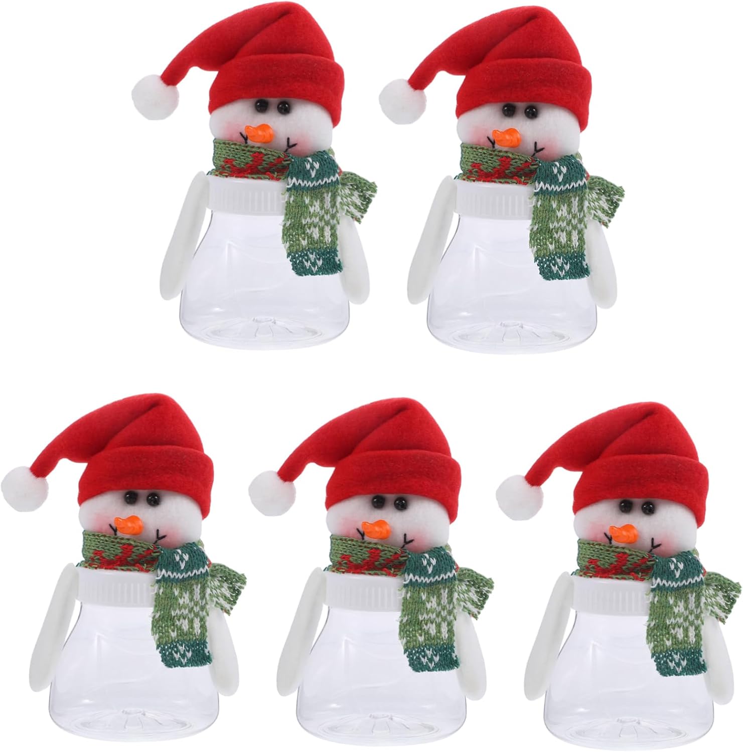 5pcs Snowman Candy Jars Christmas Decorative Containers for Home Office Party