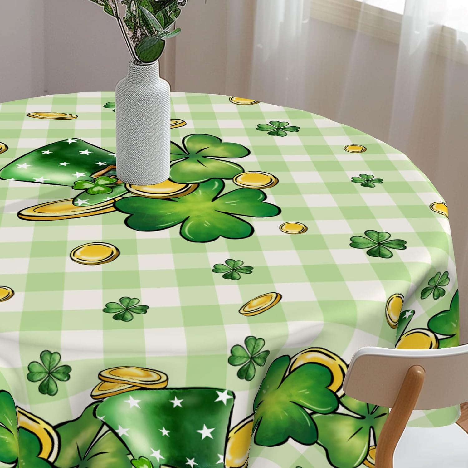 St Patricks Day Round Tablecloth - 60 Inch Gold Coin Design