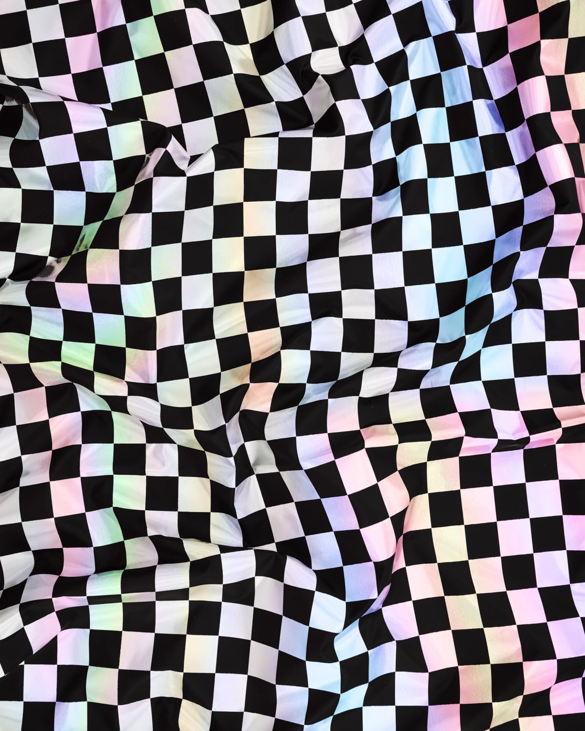Xo Fetti Black Iridescent Checkered Tablecloth - 9ft x 4ft