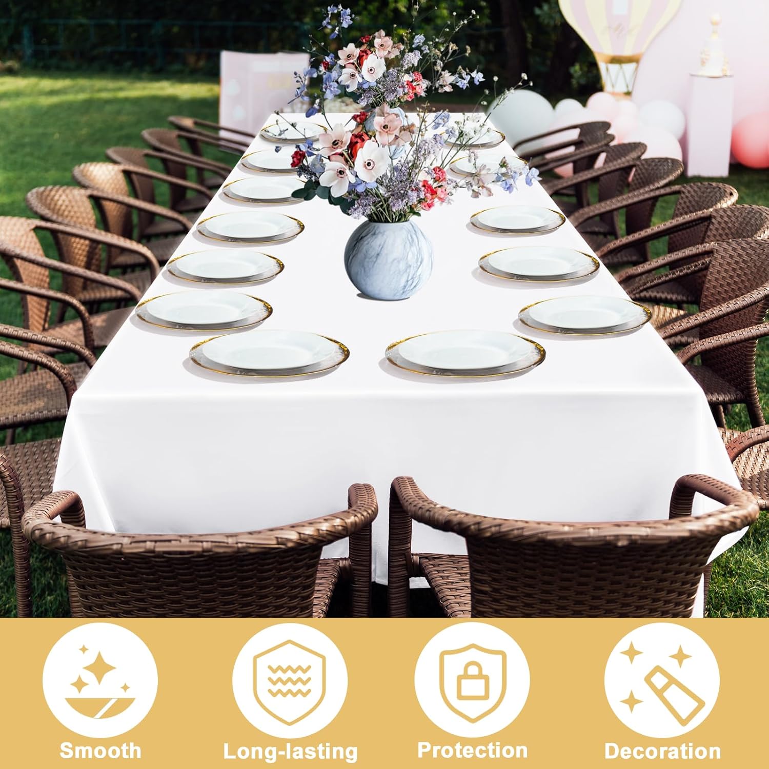 KINREEB Satin Table Cloth 58x102 Inch White