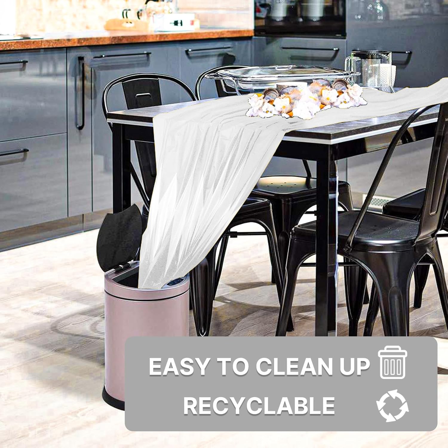 PartyWoo 3 pcs Silver Foil Table Cover 54 x 108 Inch Waterproof Tablecloth for 6-8 Foot Tables