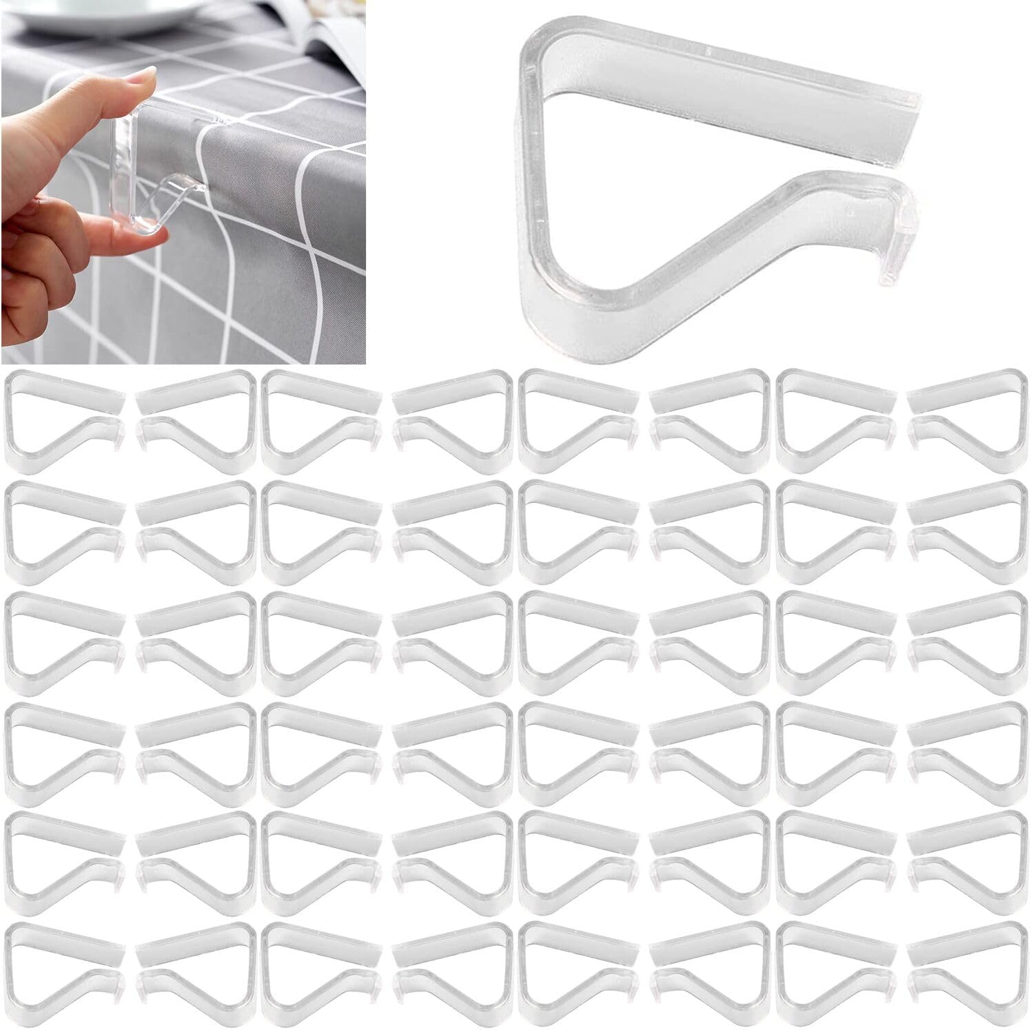 48 Piece Clear Tablecloth Clips for Table Covering