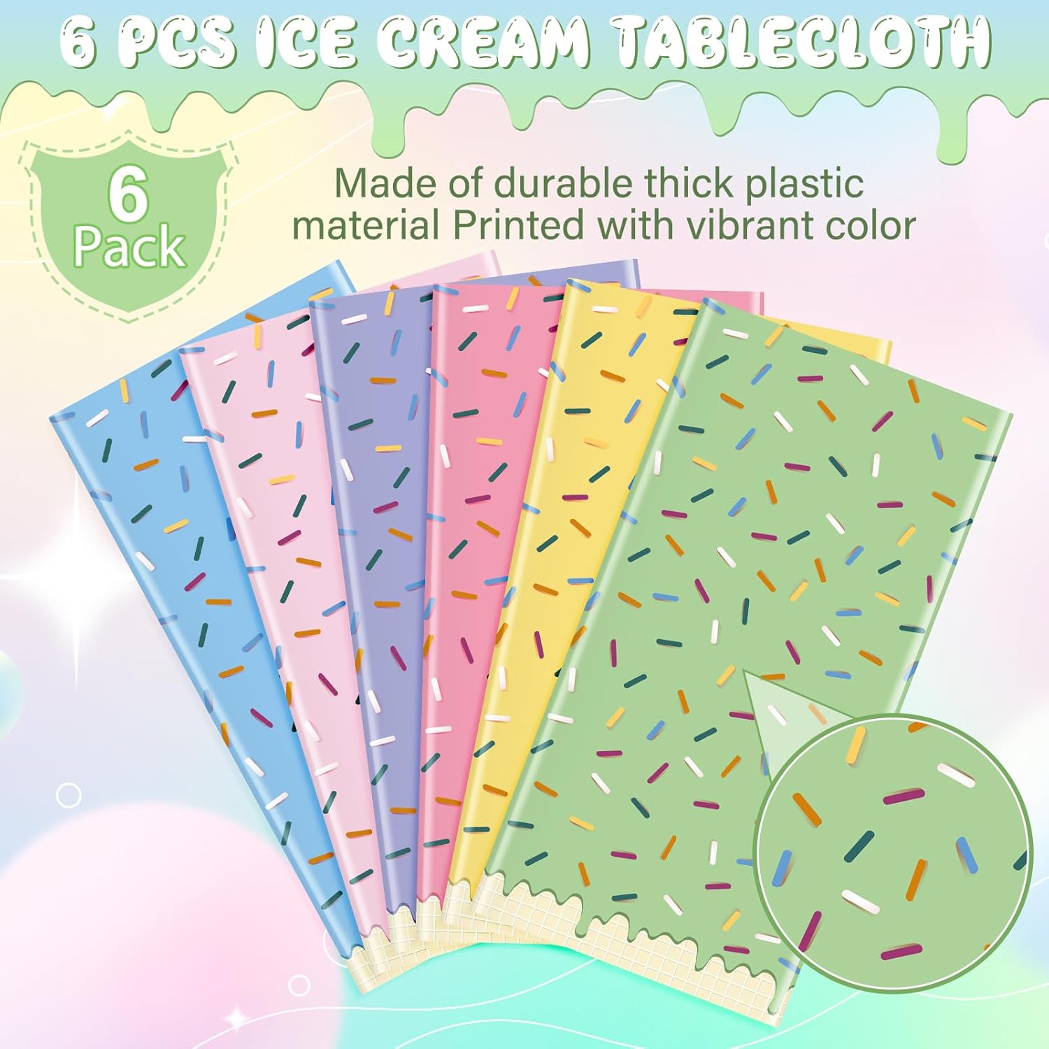 Hallswl 6 Pack Ice Cream Themed Tablecloths