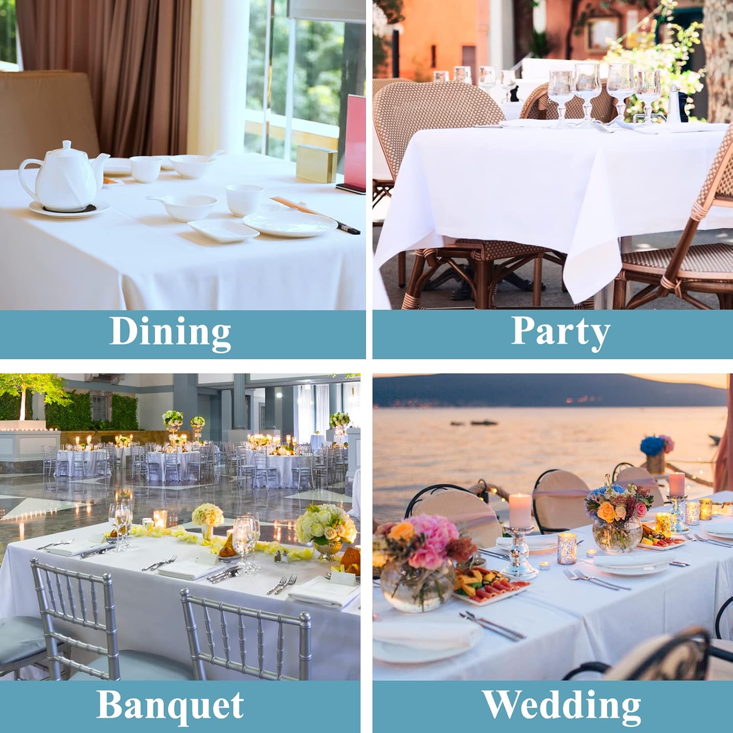 VidaFete 10 Pack 90x132 Inch White Tablecloth