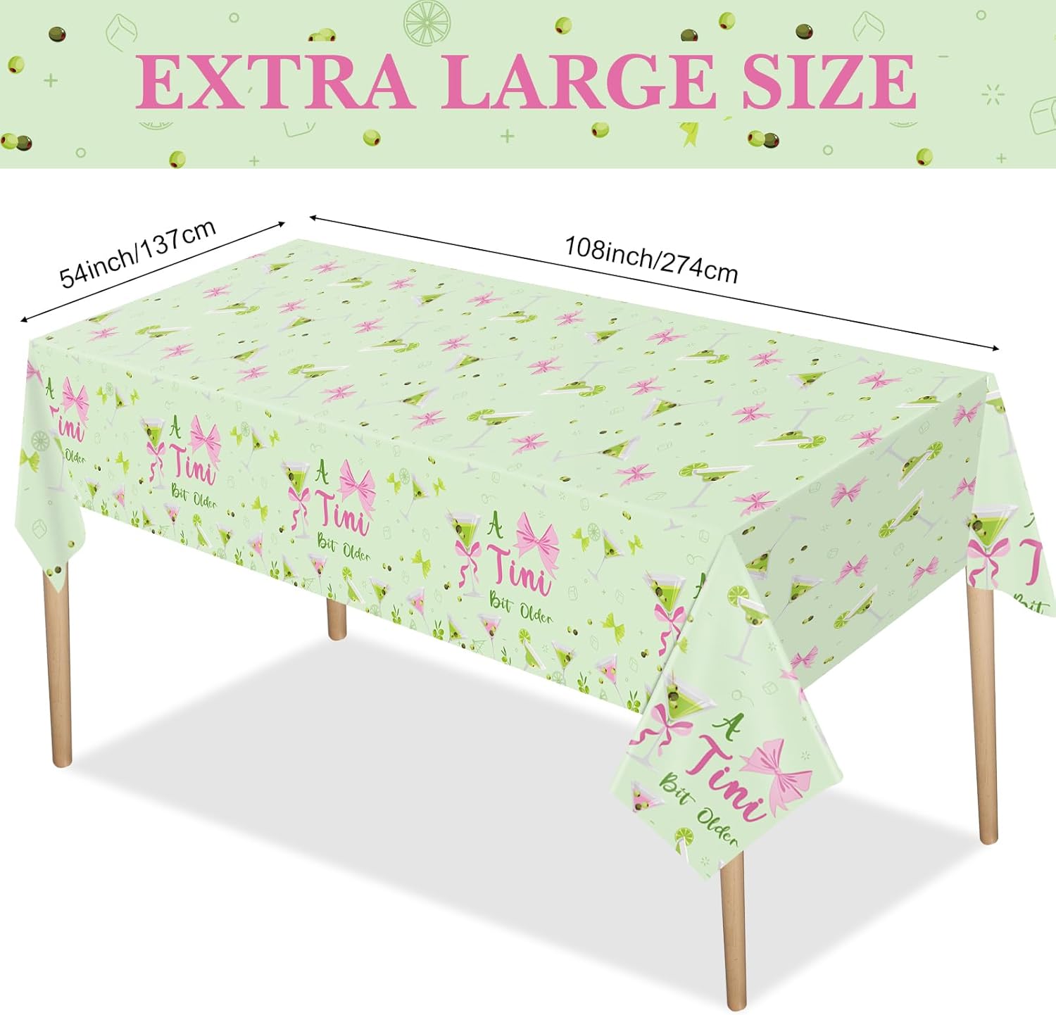 3 Pack Green Martini Tablecloths Birthday Decorations