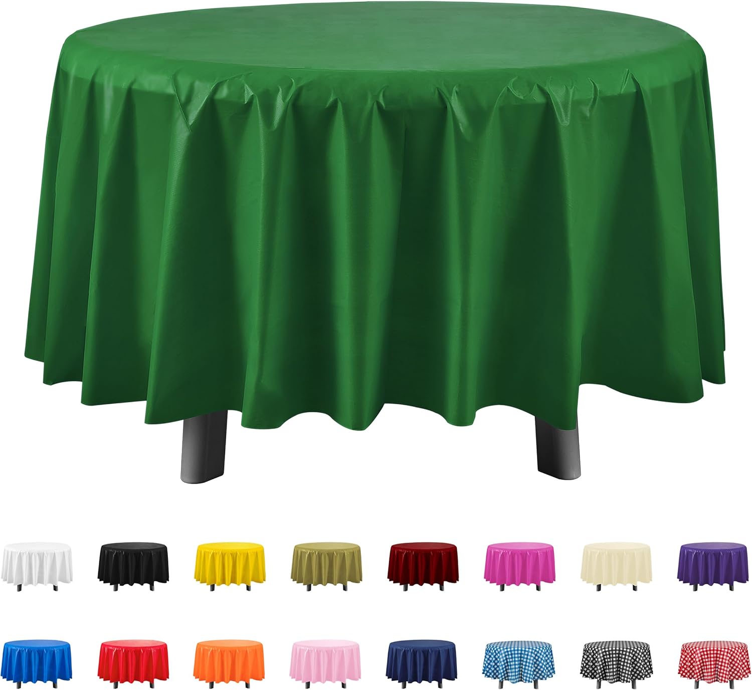 Eleclassi Emerald Green 6 Pack Round Disposable Tablecloths - 84 Inch