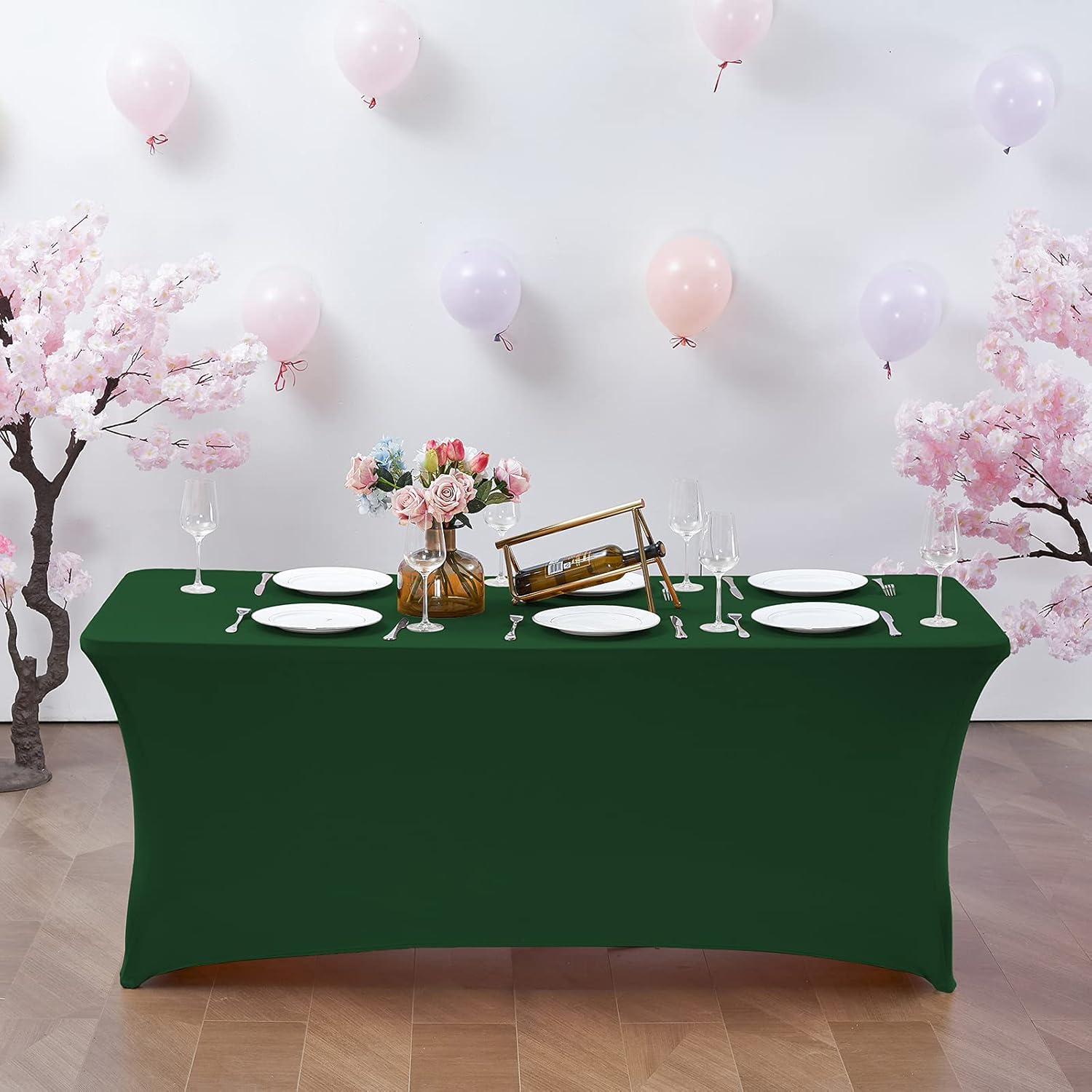CWK 6FT Waterproof Stretch Spandex Table Cover - Blackish Green