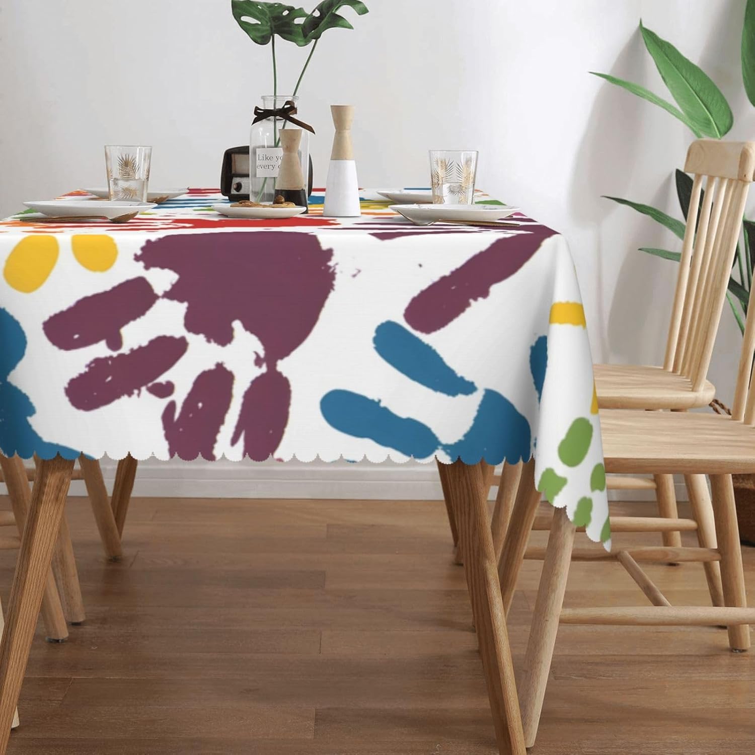 Kids Hand Print Anti-Grease Square Tablecloths