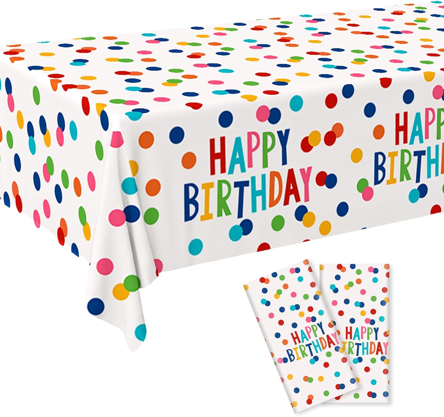 2Pack Happy Birthday Tablecloths for Party and Baby Shower Decoration 108x54 Inches