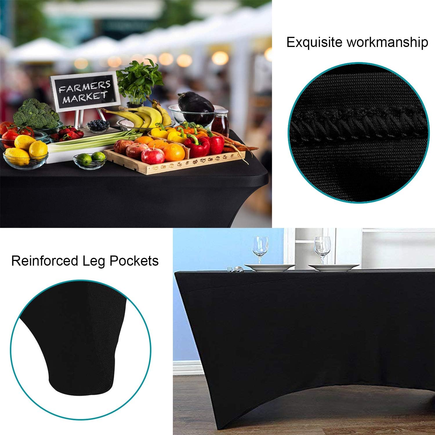 RELIANCER 2 Pack 4FT Rectangular Spandex Table Cover