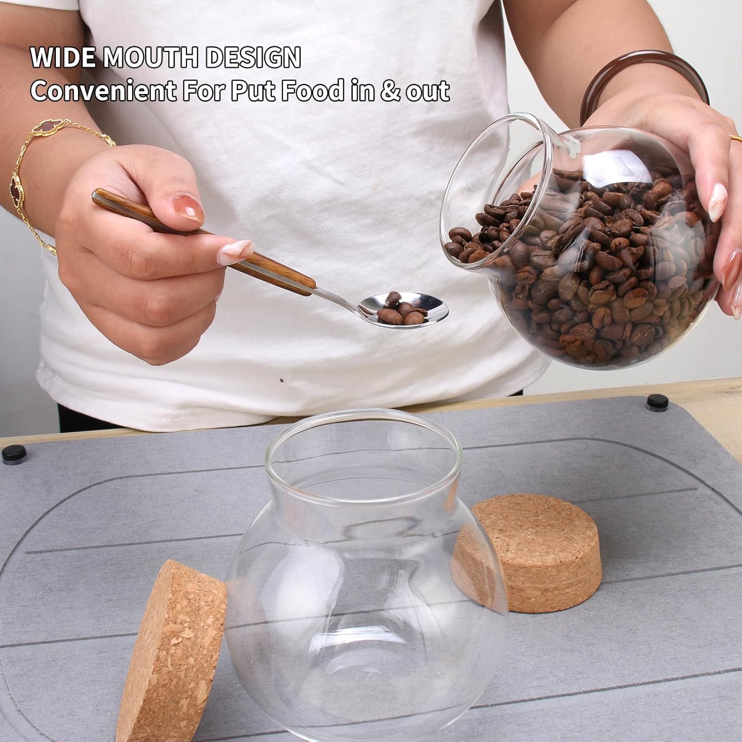 17oz Spherical Glass Jar with Cork Lid Airtight
