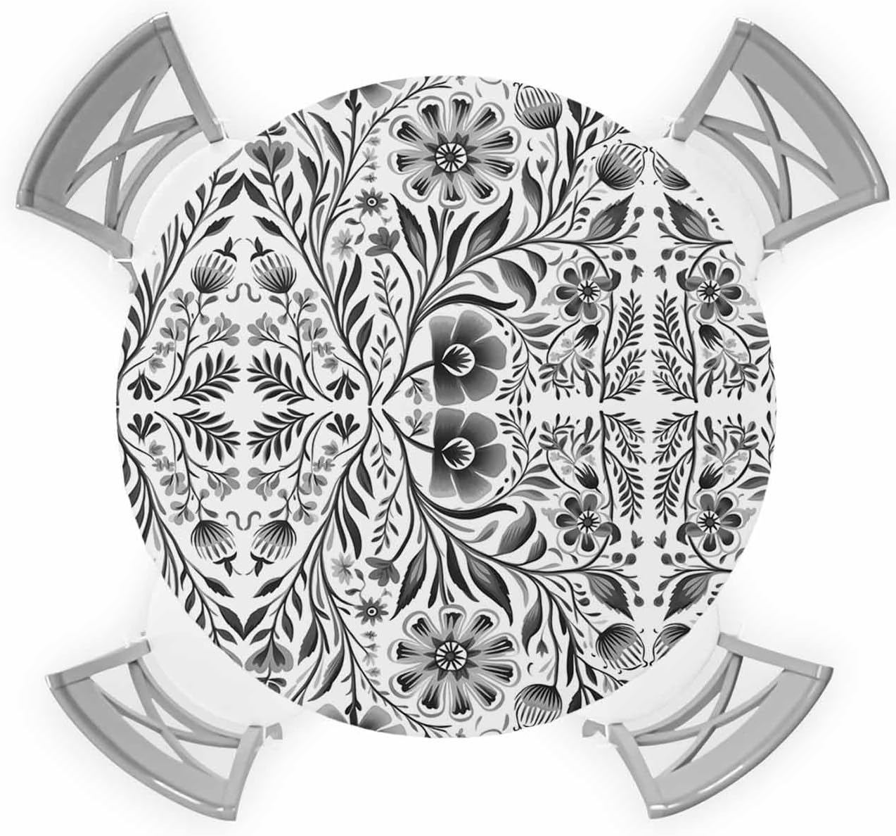ZOE GARDEN Black Flower Round Waterproof Table Cover