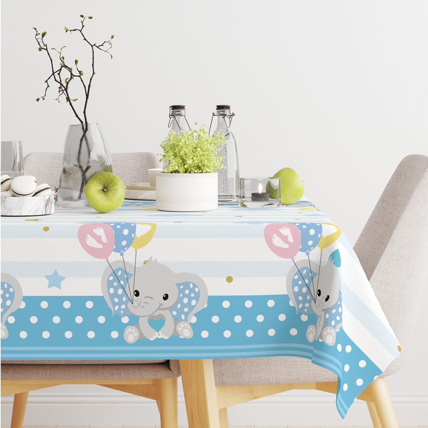 Elephant Table Covers 3 Pack 54 x 108 Jungle Theme Kids Tablecloths for Birthday Parties