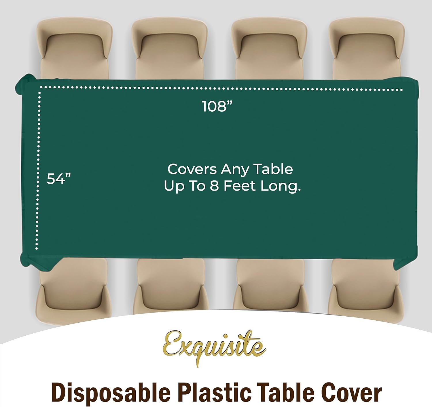 Exquisite 4-Pack Dark Green Plastic Table Cloths - 54In X 108In