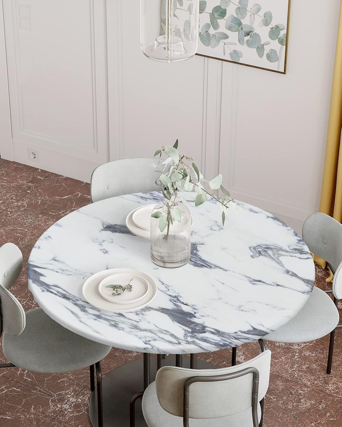 Modern Marble Striped Tablecloth for Round Tables 55-60in
