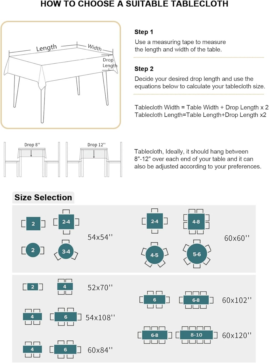 IDOWMAT Rectangle Table Cloth 60x102 Inch Waterproof Oil Proof for Thanksgiving and Fall Parties