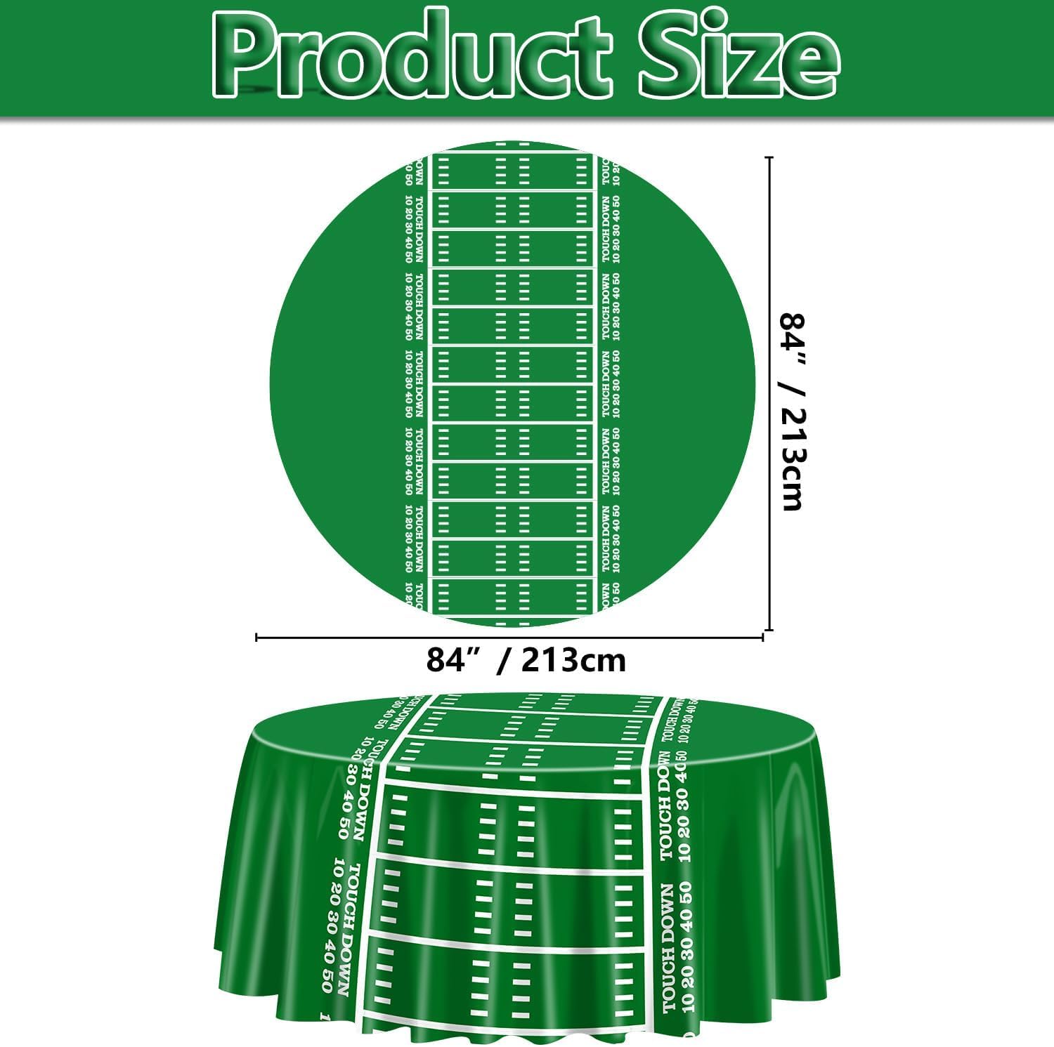 3 Pcs Football Tablecloths for Round Table 84x84 Inch