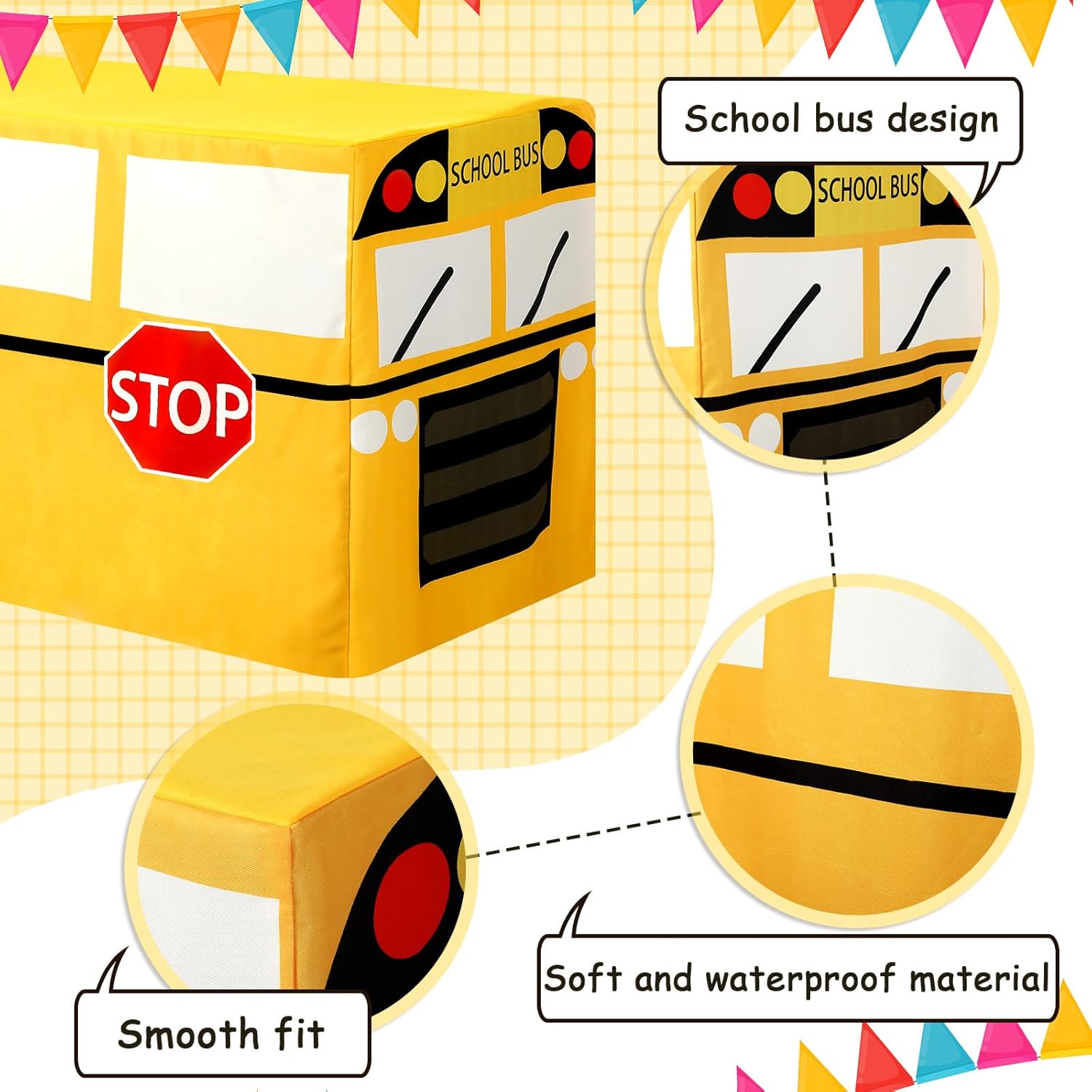 Oudain 2 Pcs School Bus Tablecloths Party Decorations