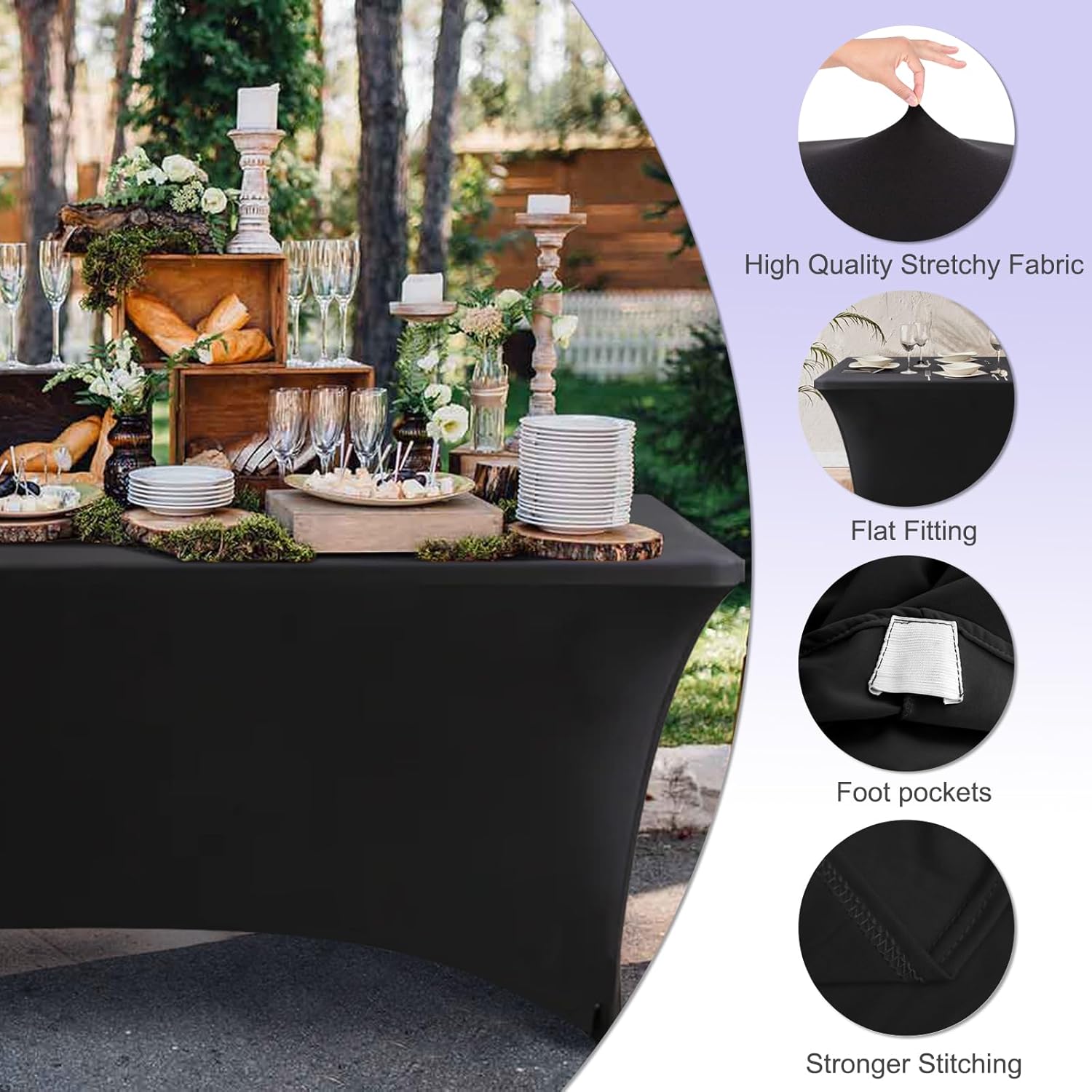 ABCCANOPY 6 Ft Black Spandex Table Cover