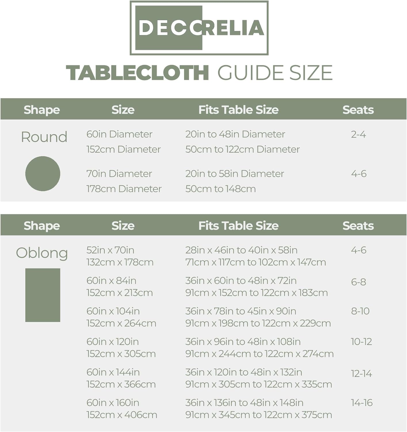 Sage Green Rectangle Waterproof Tablecloth for 4-6 Seats