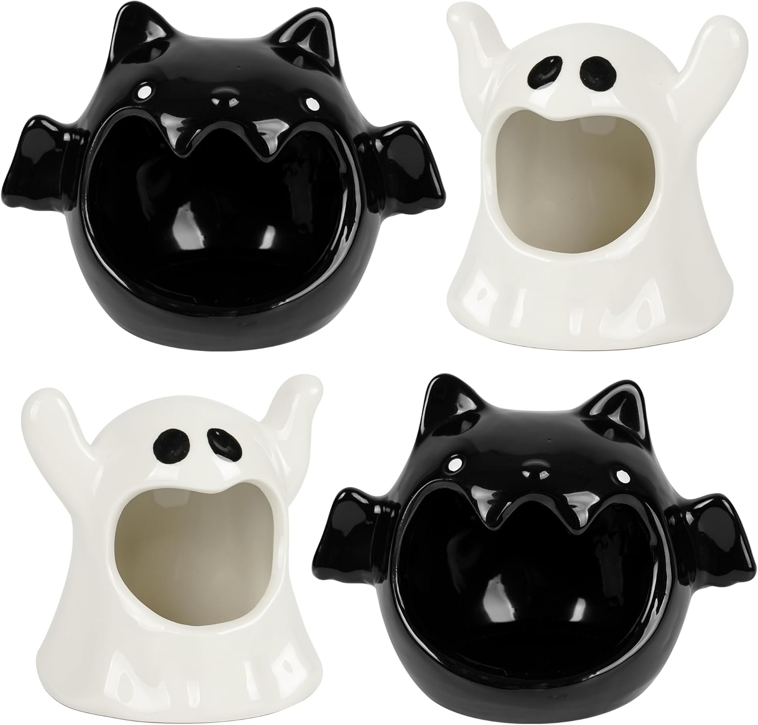 Kolewo4ever 4 Piece Halloween Candy Dish Holder Ceramic Bat Ghost Shape