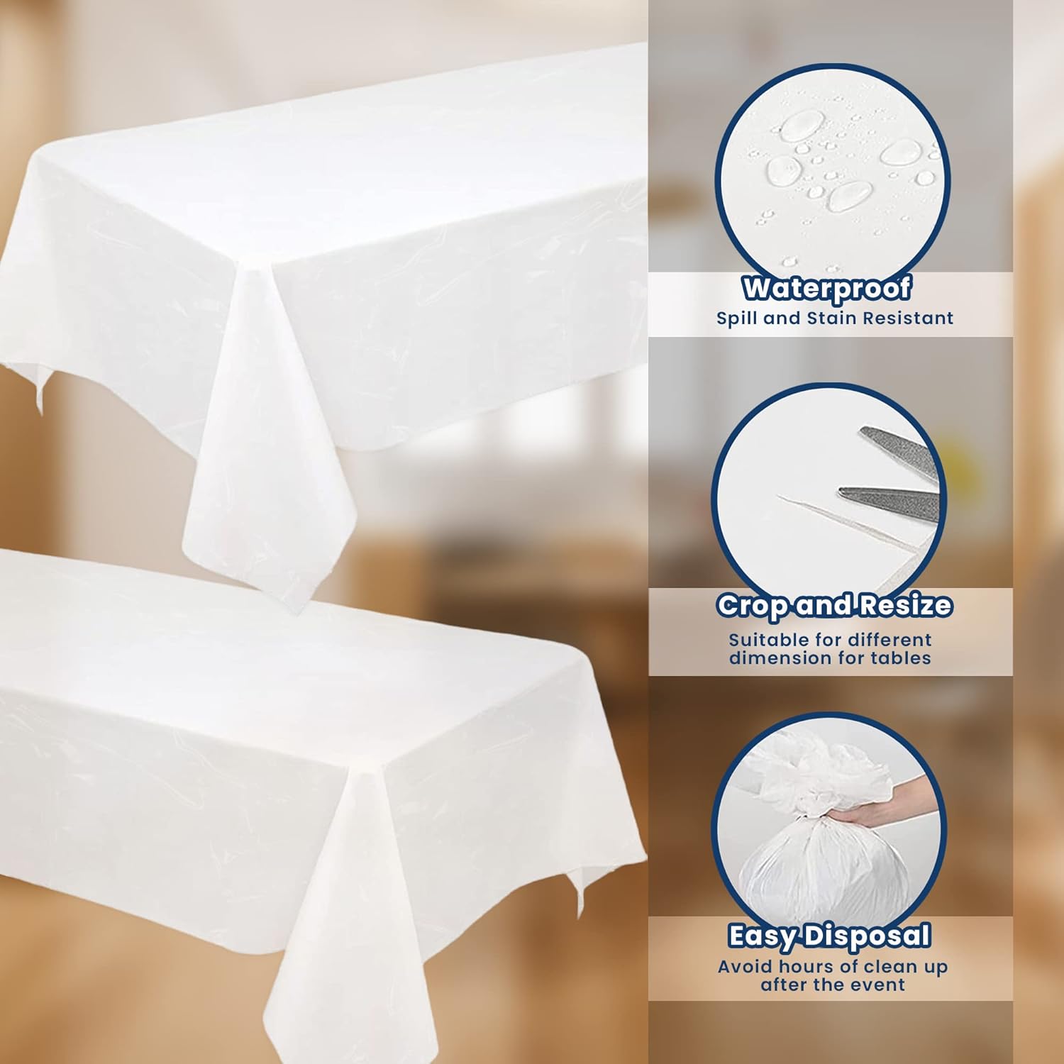 TULLIPAK 154 Pack White Tablecloths 36x108in USA Made