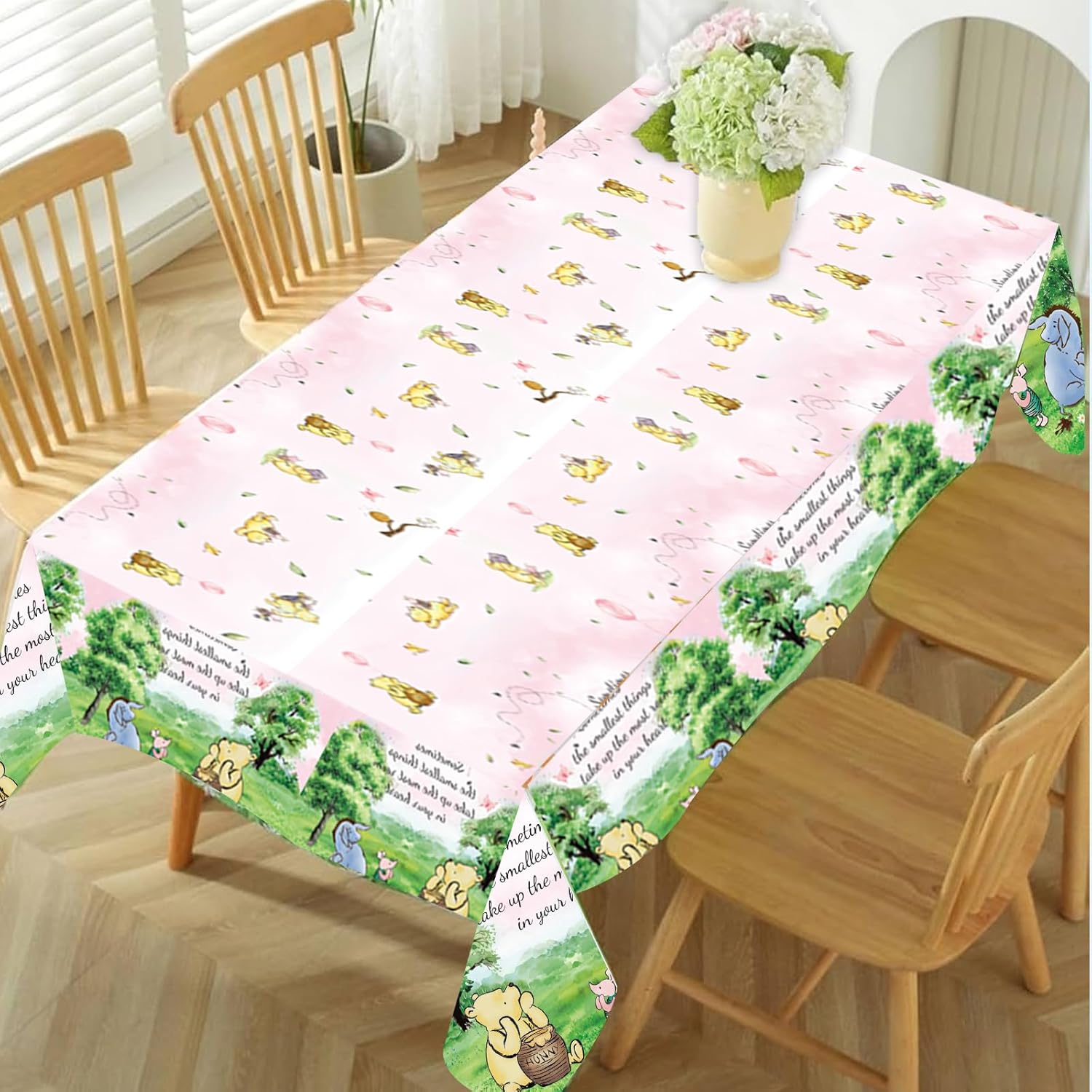3PCS Pink Winnie Bear Tablecloth Baby Shower Decorations