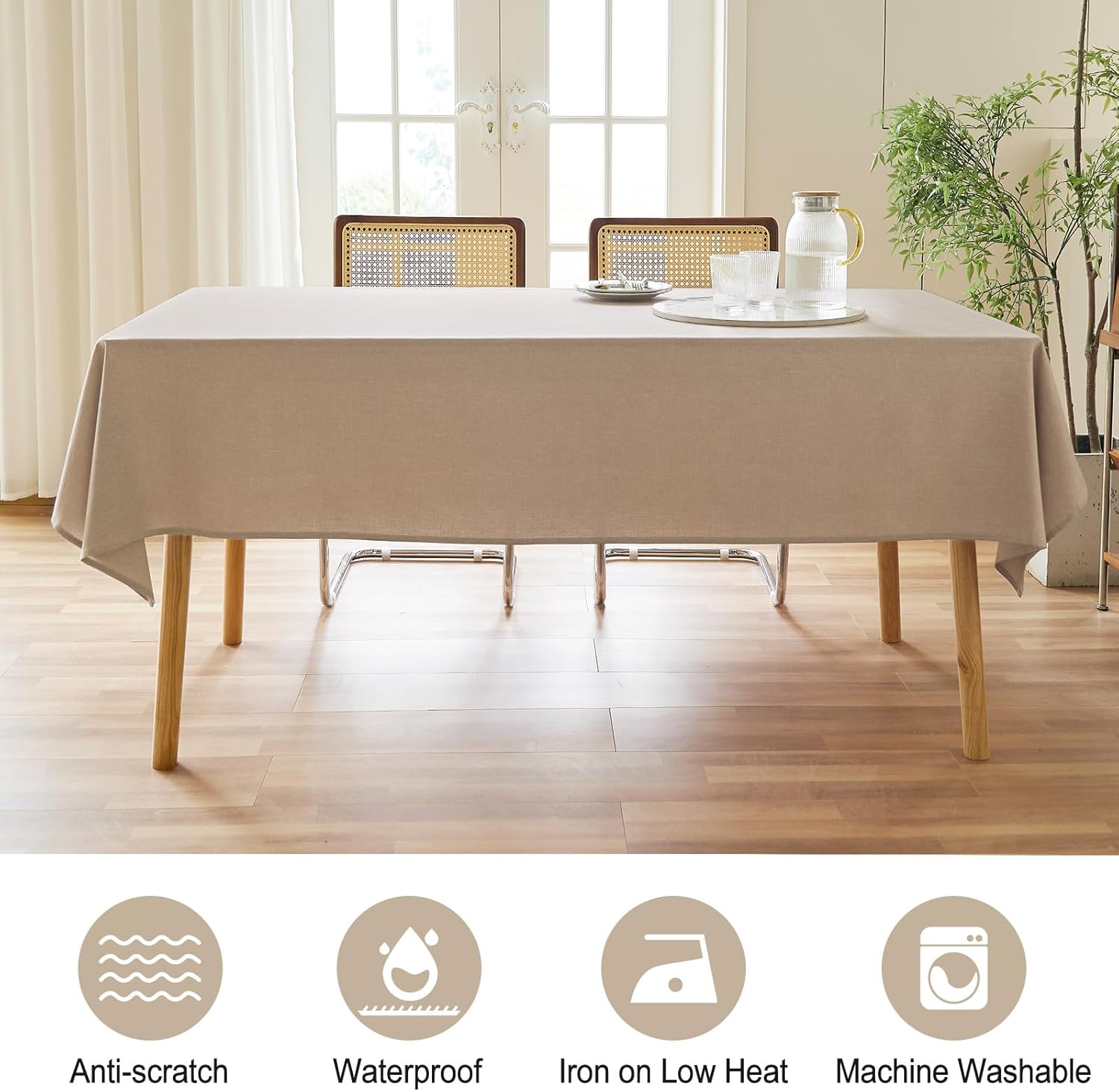 AUSSPVOCT Textured Linen Tablecloth 60x84 Water Resistant