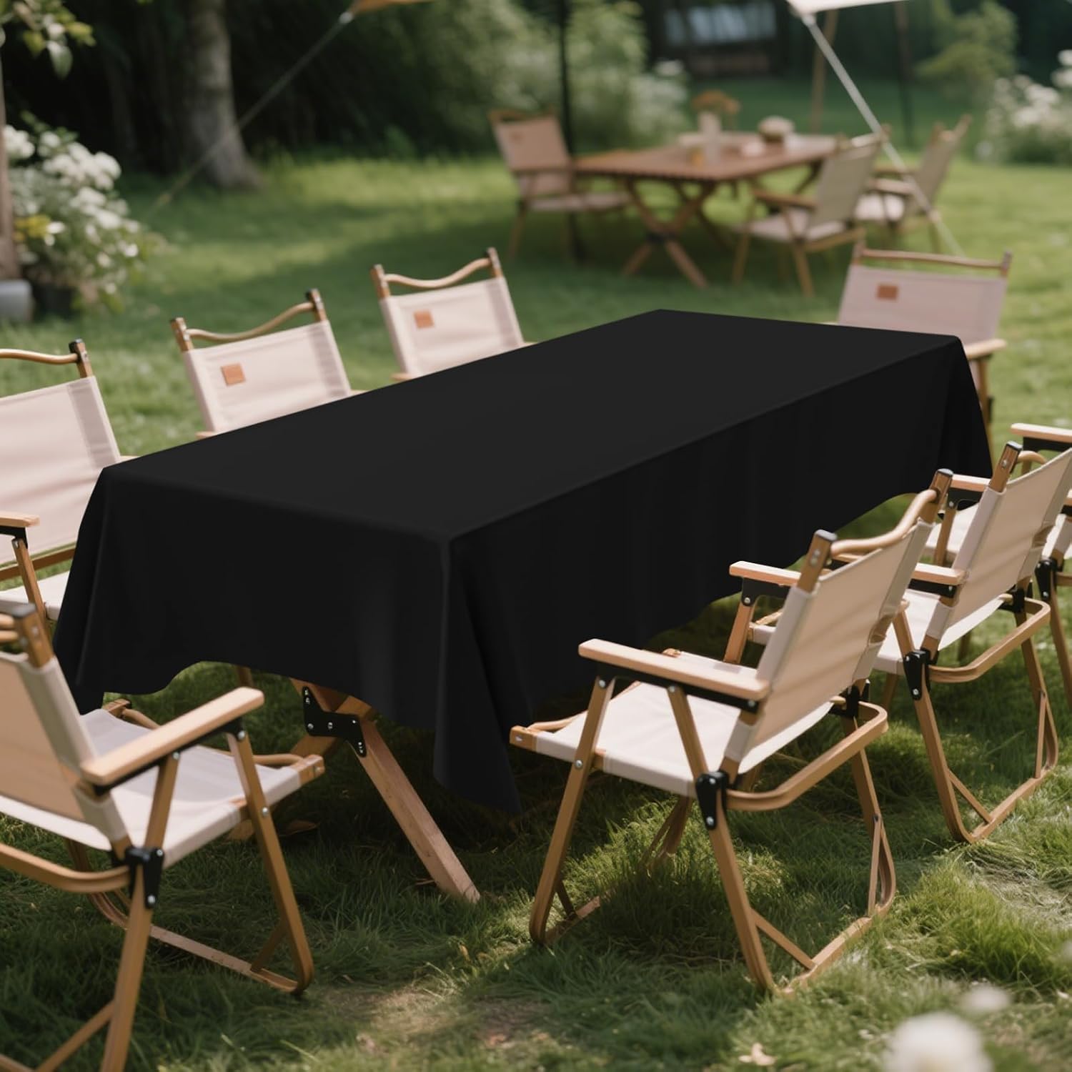 CXPSINC 2 Pack Black Plastic Tablecloths 54x108 Inch