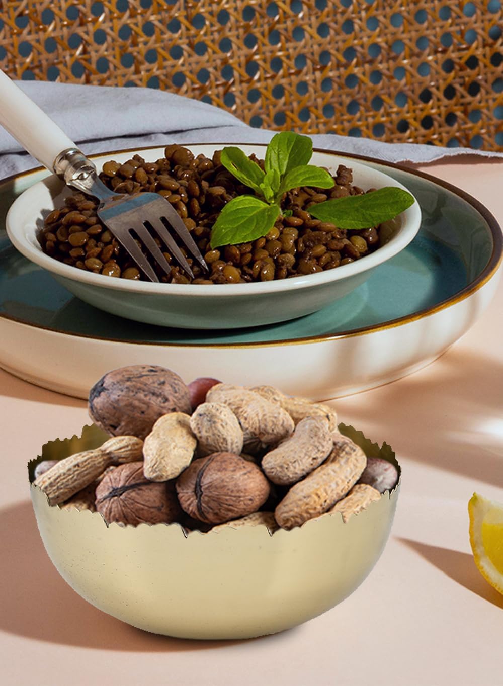 Serene Spaces Living Artisanal Gold Iron Bowl