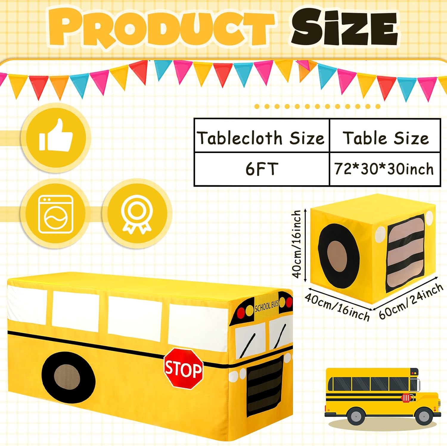 Oudain 2 Pcs School Bus Tablecloths Party Decorations