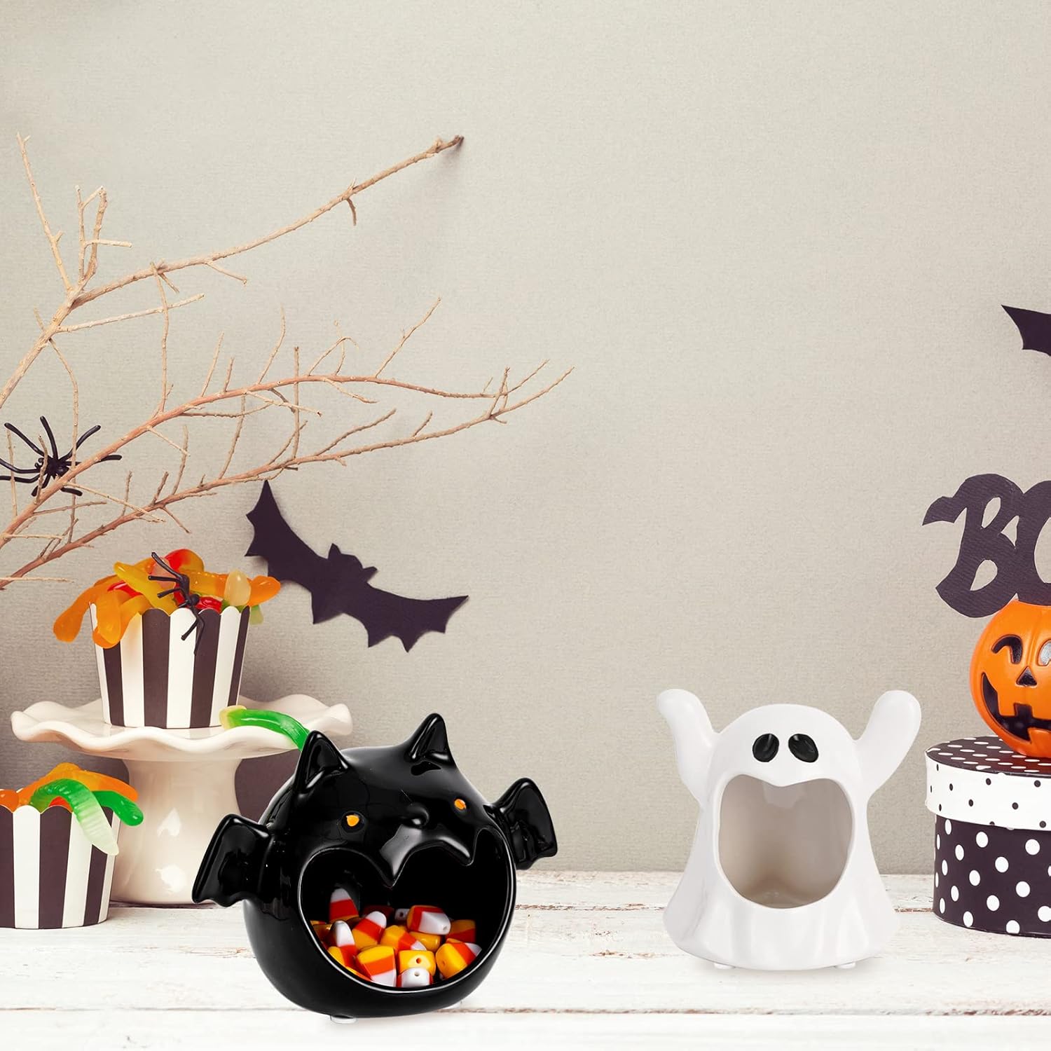 Whaline 2Pcs Halloween Candy Dish Holder