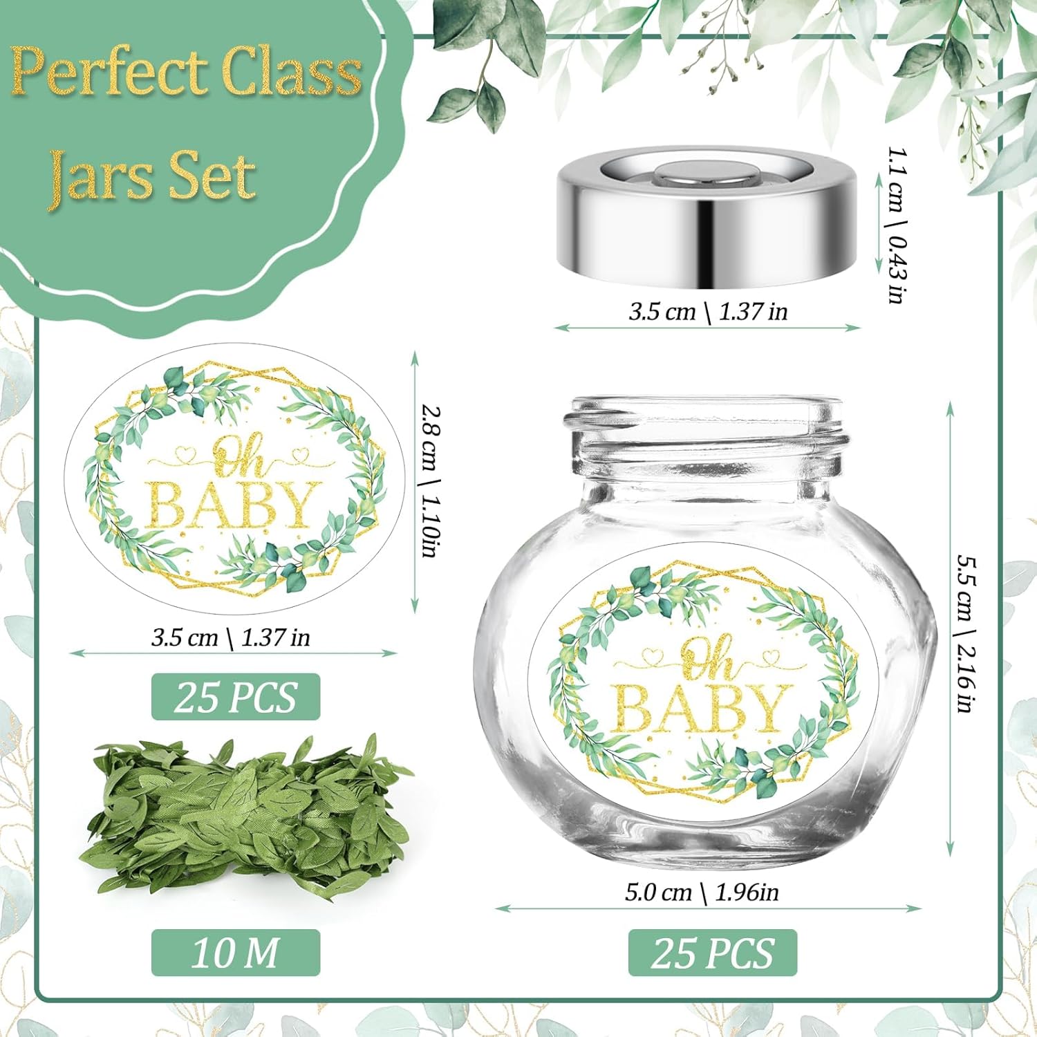 25 Pcs Mini Glass Jars With Lids Baby Shower Decor