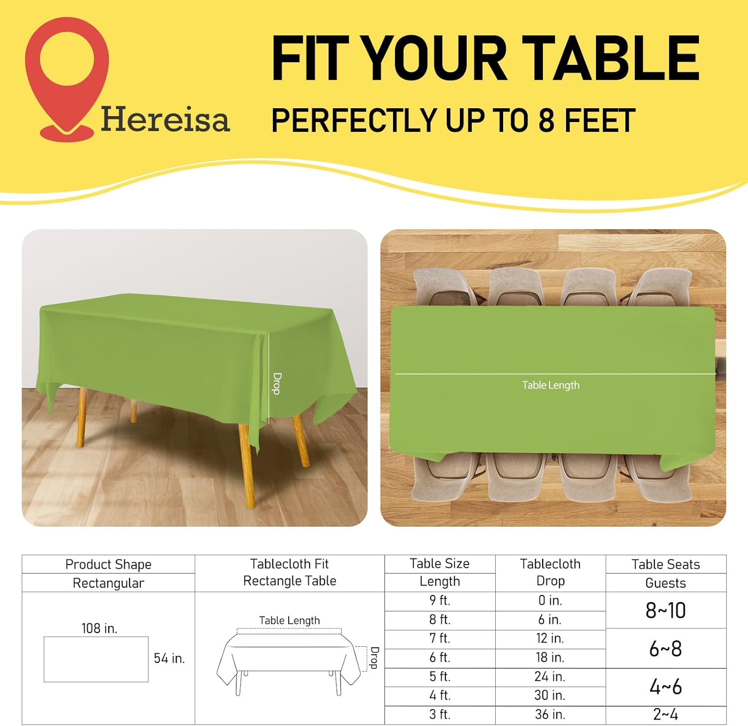Lime Green Plastic Tablecloths 2 Pack for Parties